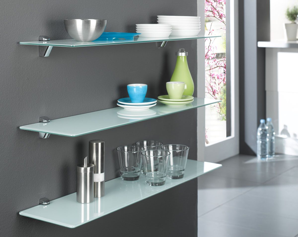 einfachgutemoebel Waschtisch-Set Glasregal aus Sicherheitsglas ESG rot 80cm, (Glasregal, 1-St., Glasregal)