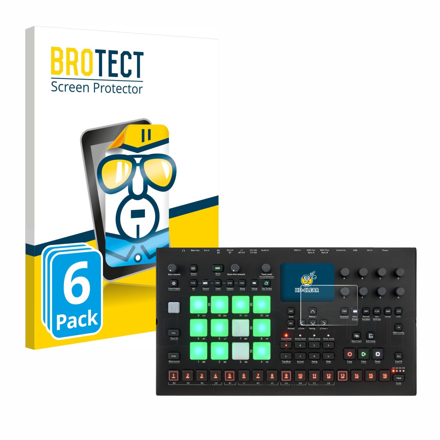 BROTECT Displayschutzfolie Schutzfolie für Elektron Analog Rytm MKII, 6 Stück, Displayschutz Schutz Folie Klar Transparent