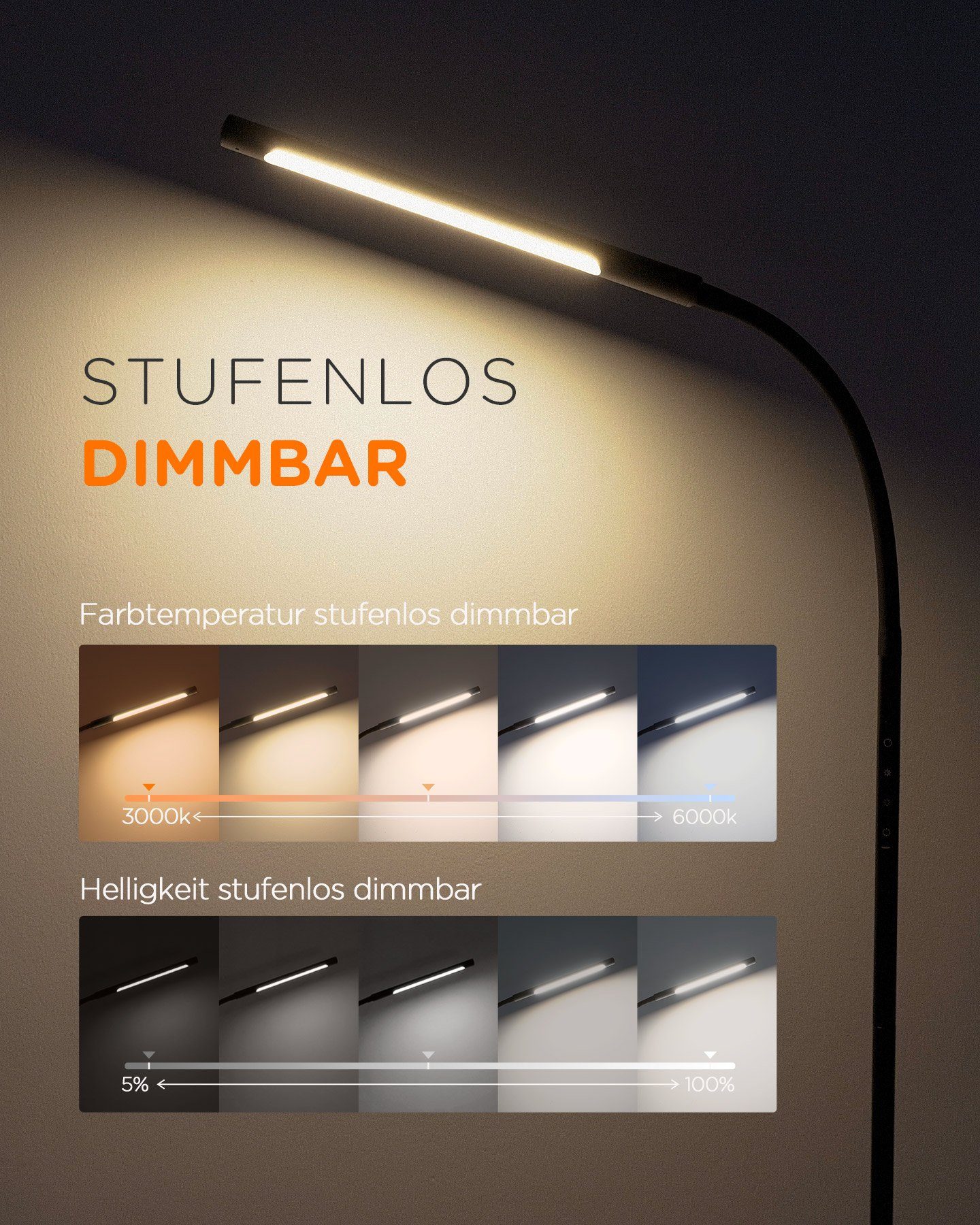 Tomons LED Stehlampe wohnzimmer Dimmbar Helligkeit günstig online kaufen
