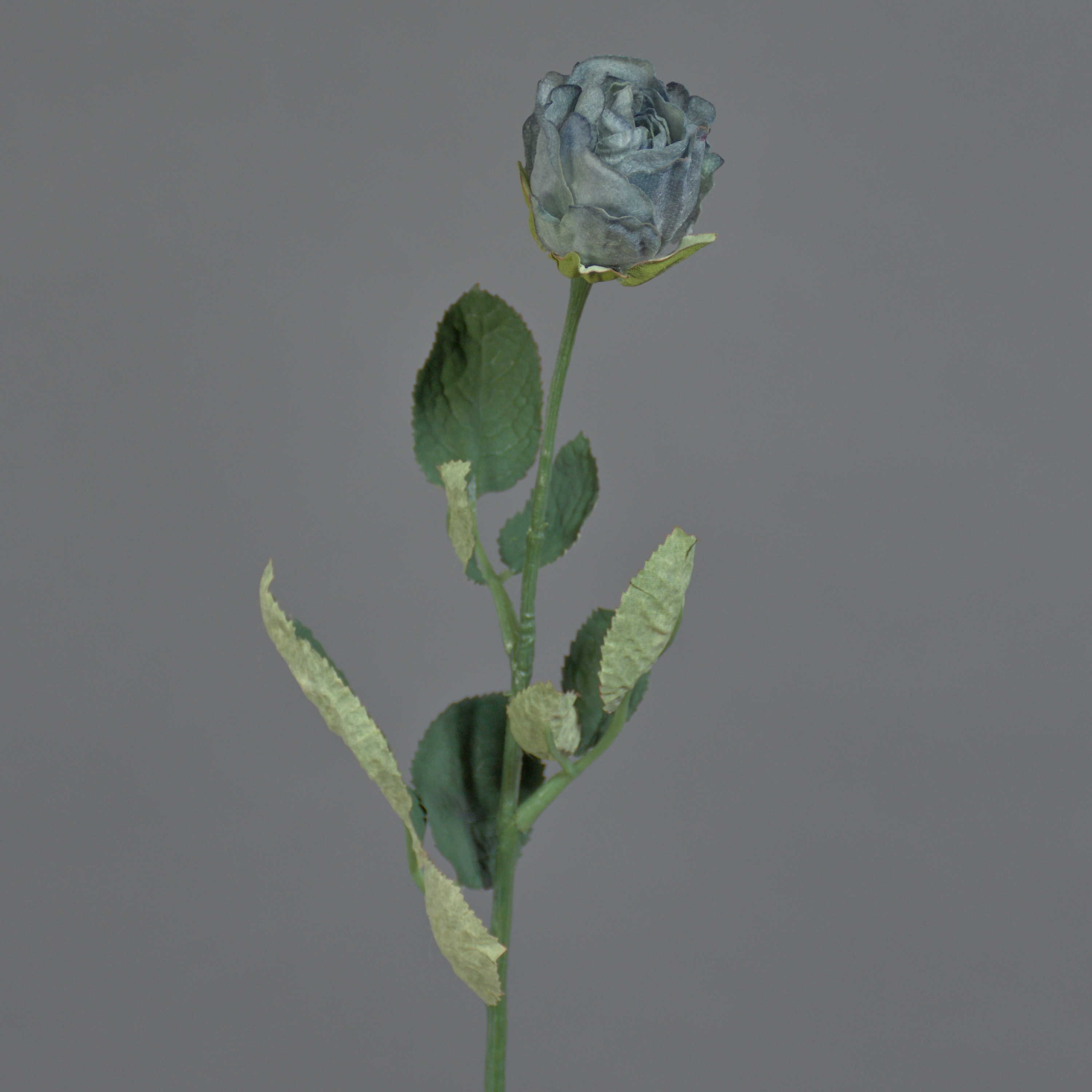 Kunstblume Künstliche Rose Freida, Eco Collection, grau-hellblau, 60cm, Ø4cm Rose, artplants, Höhe 60.0 cm