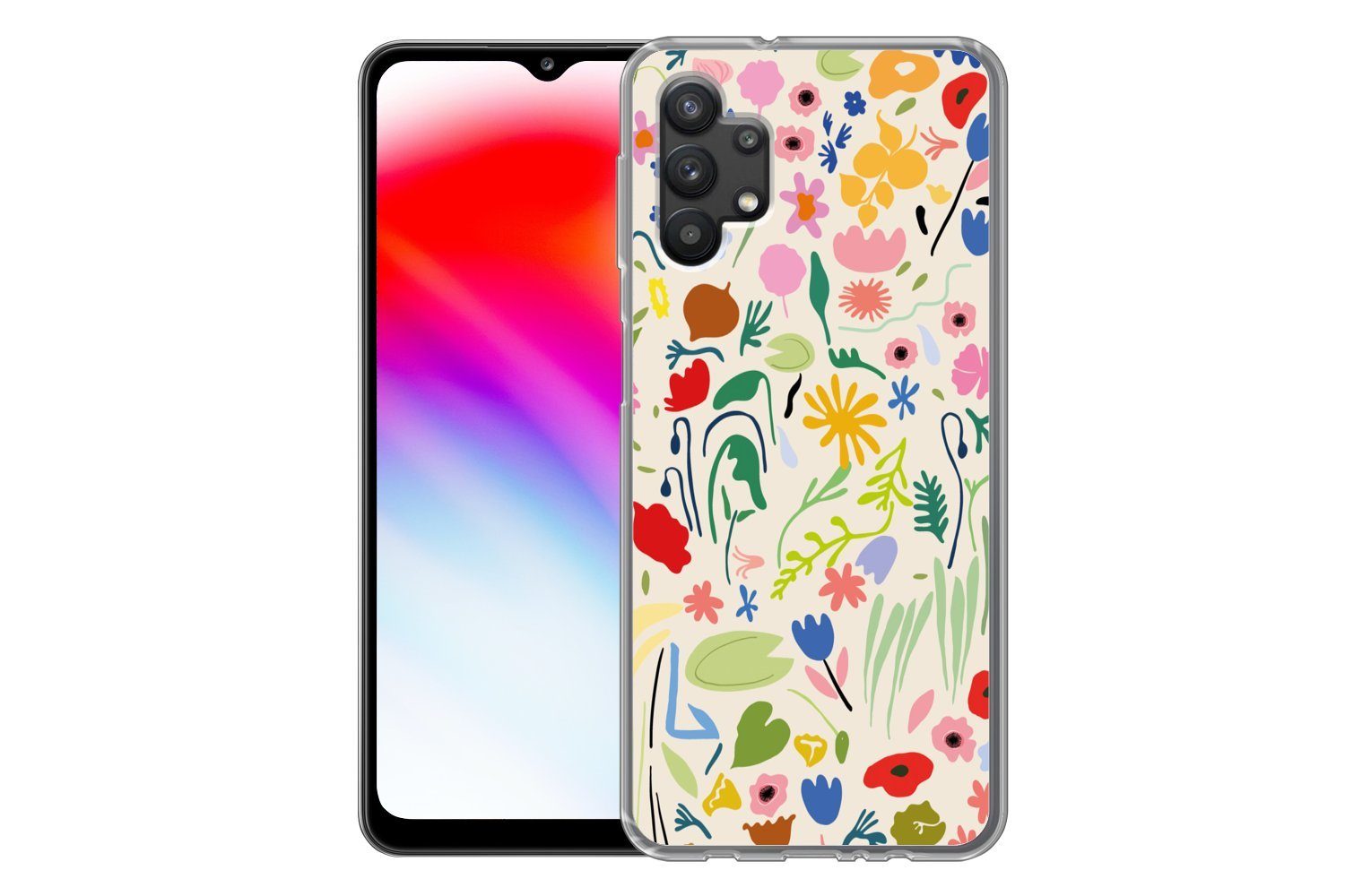 MuchoWow Handyhülle für Samsung Galaxy A32 5G Blumen - Muster - Pflanzen, Smartphone-Bumper, Print, Handy Schutzhülle Dünn