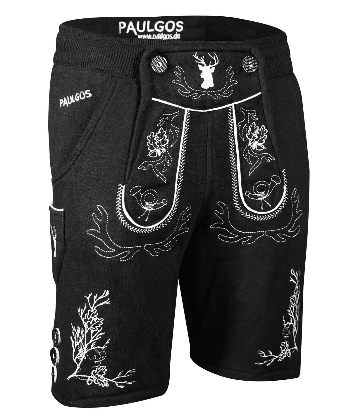 PAULGOS Trachtenhose Herren Jogginghose Design Lederhose Kurz Sweathose Bermuda Шорти JOK3