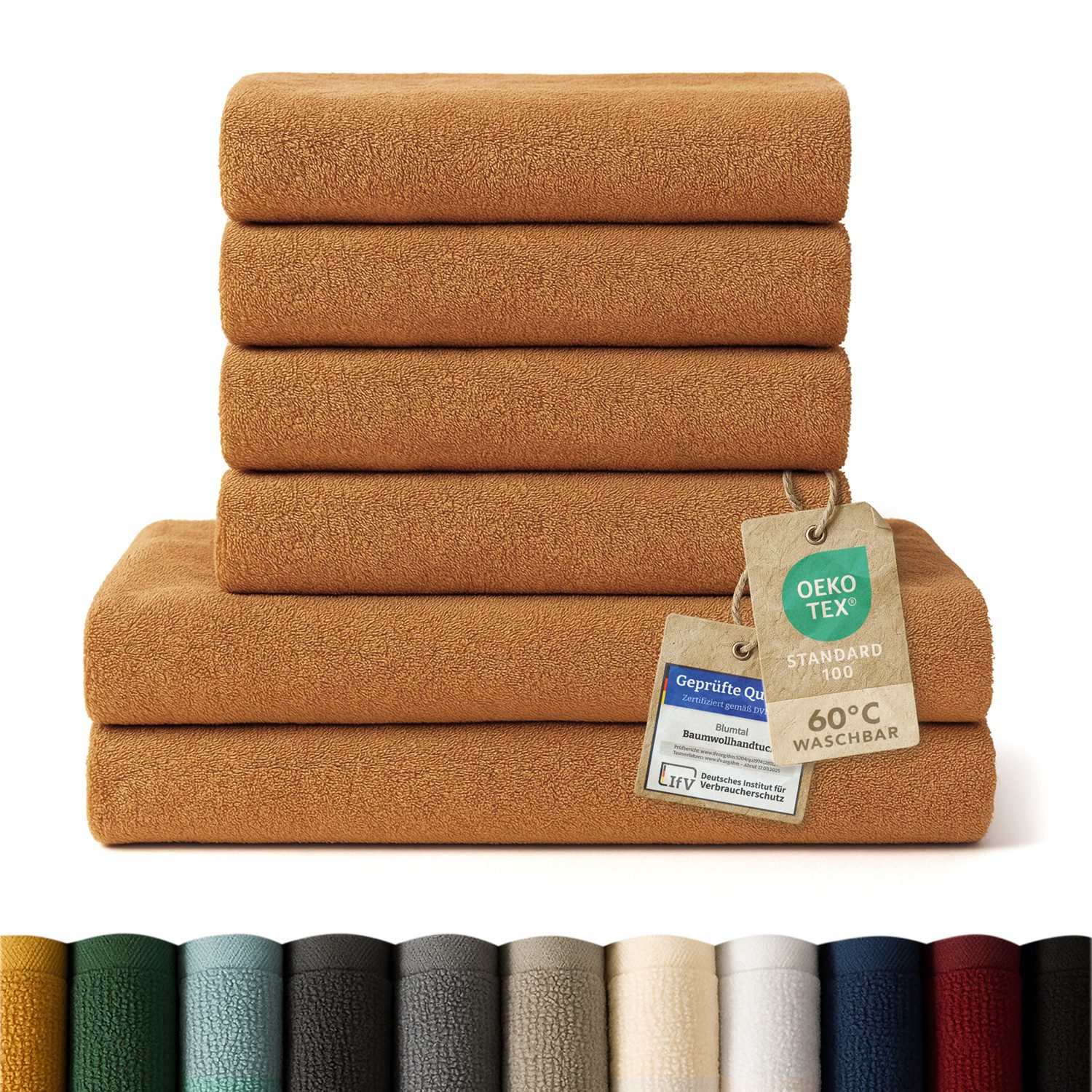 Blumtal Handtuch Set Premium 4/6-tlg. Frottier Dusch- (70x140 cm) & Handtuch (50x100 cm), Frottee (Set, 6-St), 100% Baumwolle, Oeko-TEX Zertifiziert