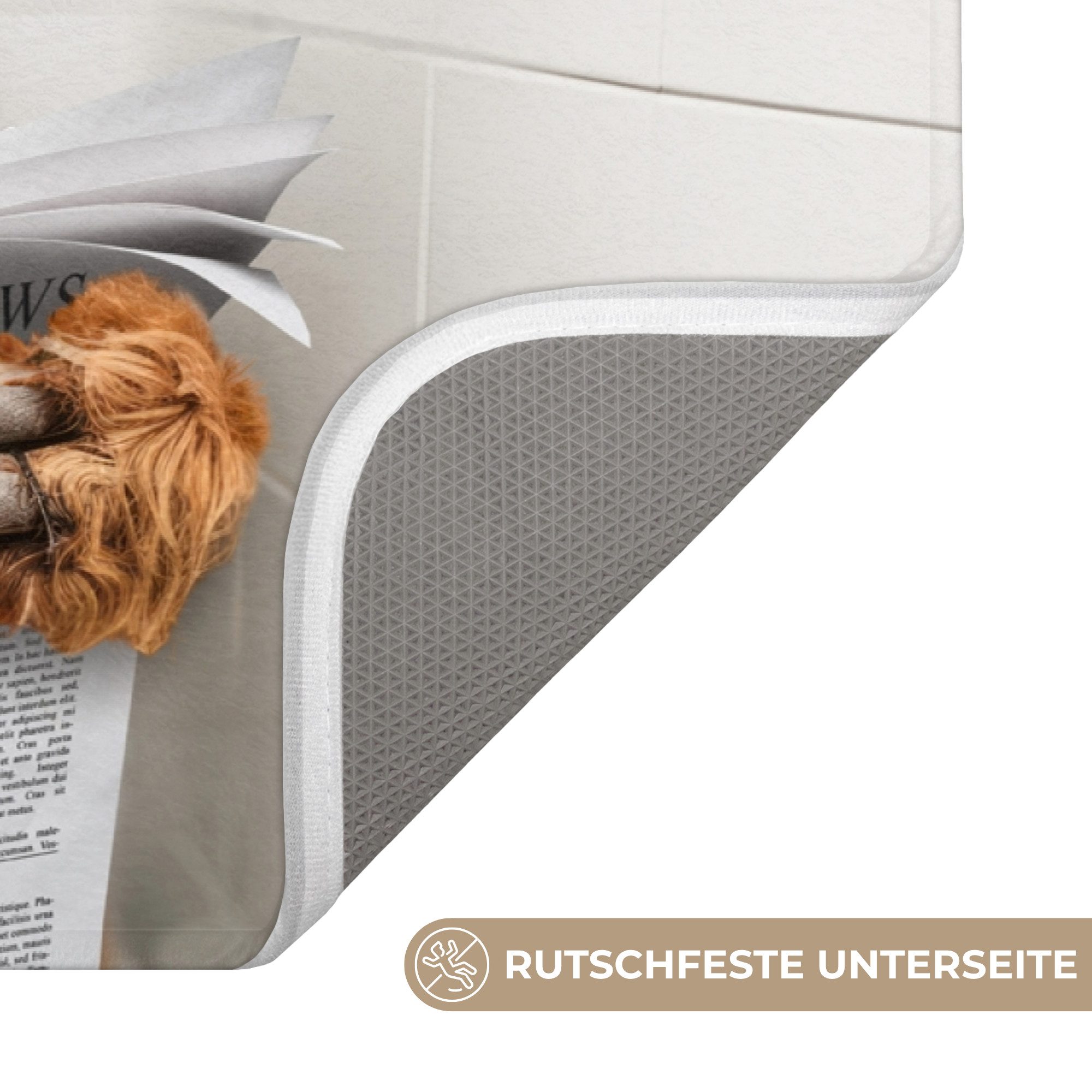 OnlyWow Badematte Schottischer Highlander - Tier - Zeitung - Toilette, Höhe 10 mm, Polyester, Rechteckig, Badezimmerteppich, Badteppich, Rutschfest, Badvorleger – Bild 3 von 5