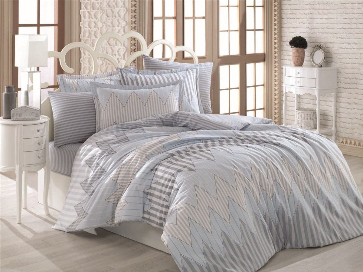 ROLFNERS Bettwäsche Fancy Blau Bettgarnitur Bettbezug Baumwolle, Baumwolle, Baumwollbettwäsche, Renforce, Bügelfreundlich