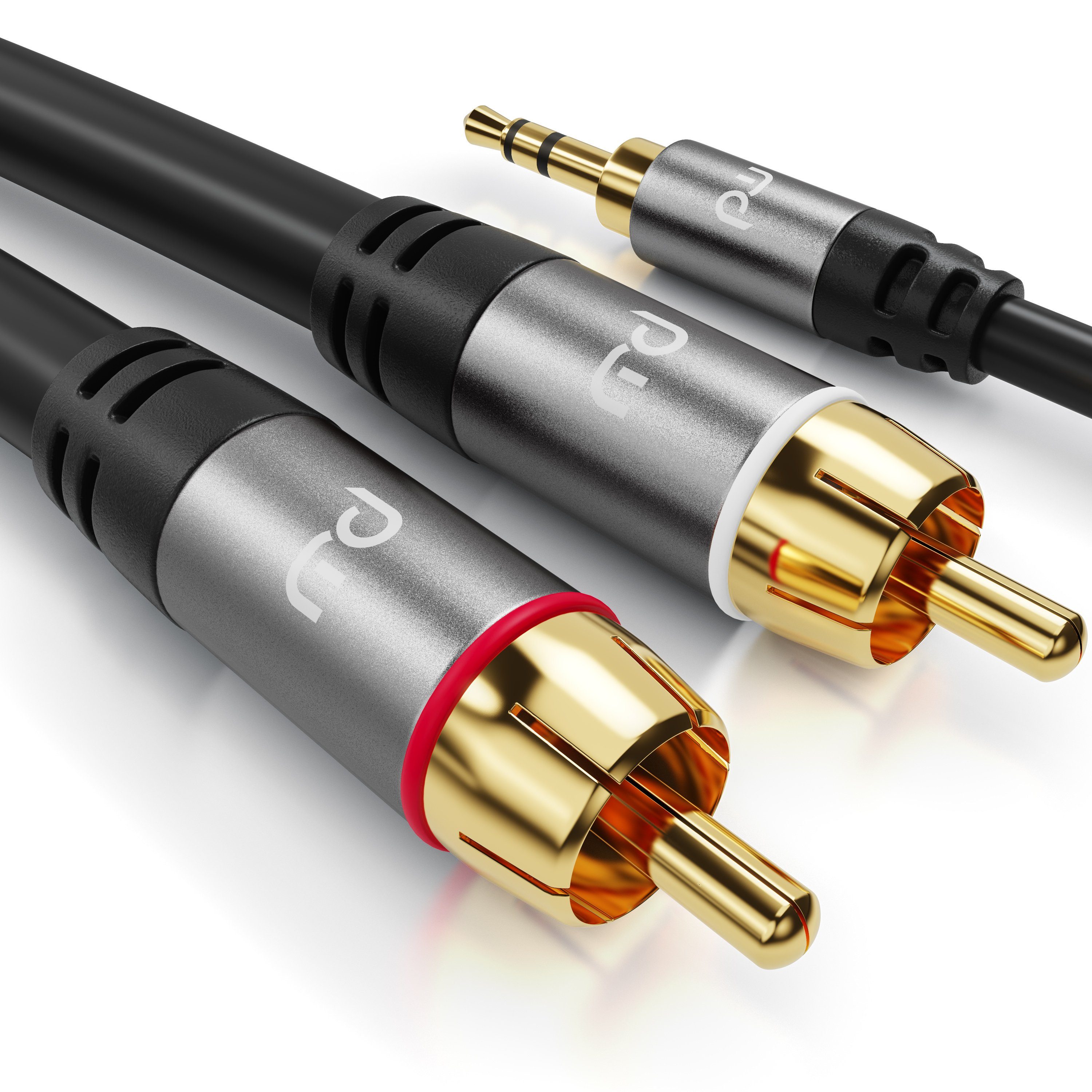 Primewire Audio-Kabel, RCA, AUX, Cinch, 3,5-mm-Klinke (200 cm), Stereo HiFi Audio-Adapter mehrfach geschirmt - 2m