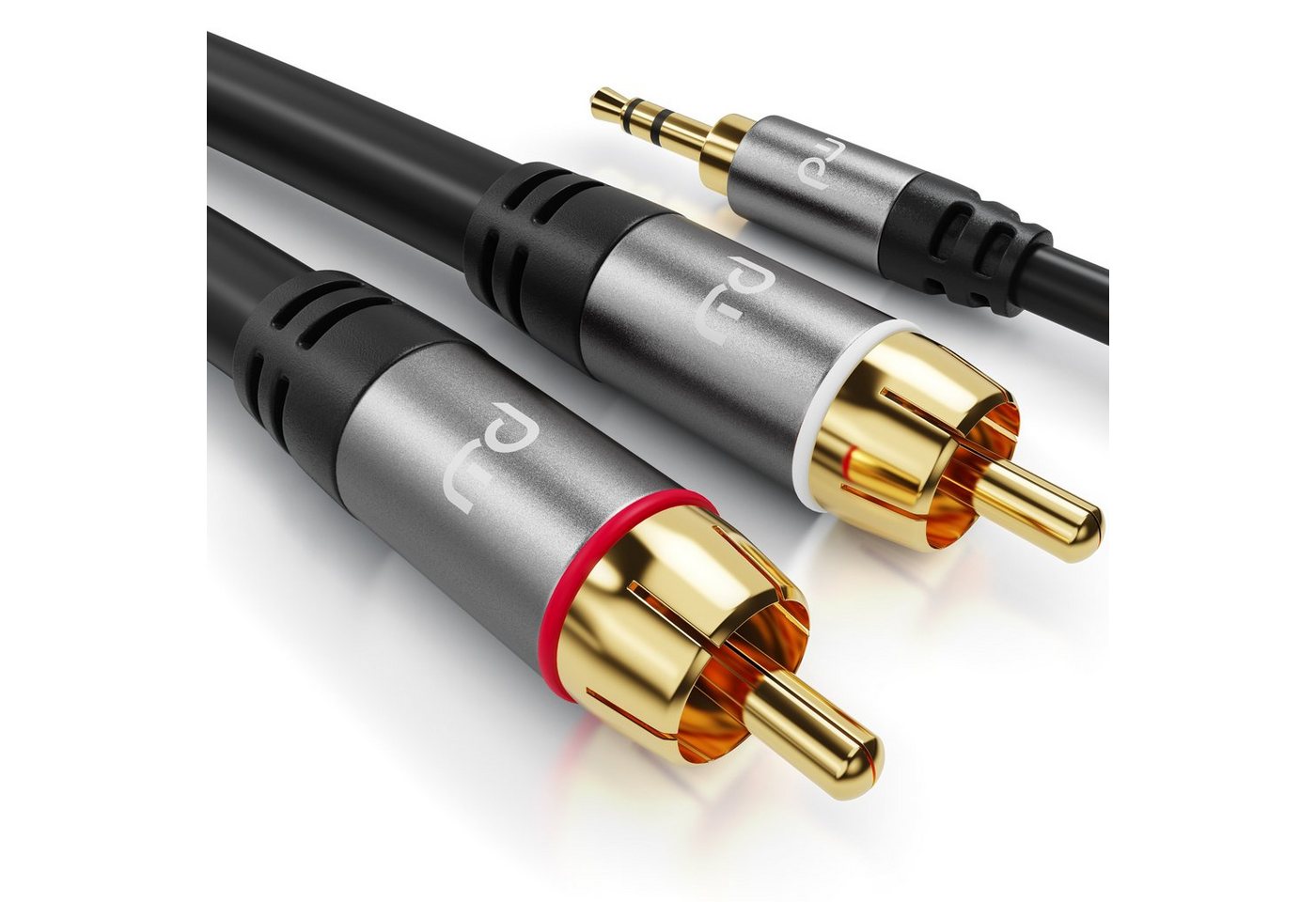 Primewire Stereo HiFi Audio-Adapter mehrfach geschirmt - 1,5m Audio-Kabel, RCA, AUX, 3,5-mm-Klinke, Cinch (150 cm), 3,5 mm Klinke, für Smartphone, Auto, HiFi und Kopfhörer, klarer Sound