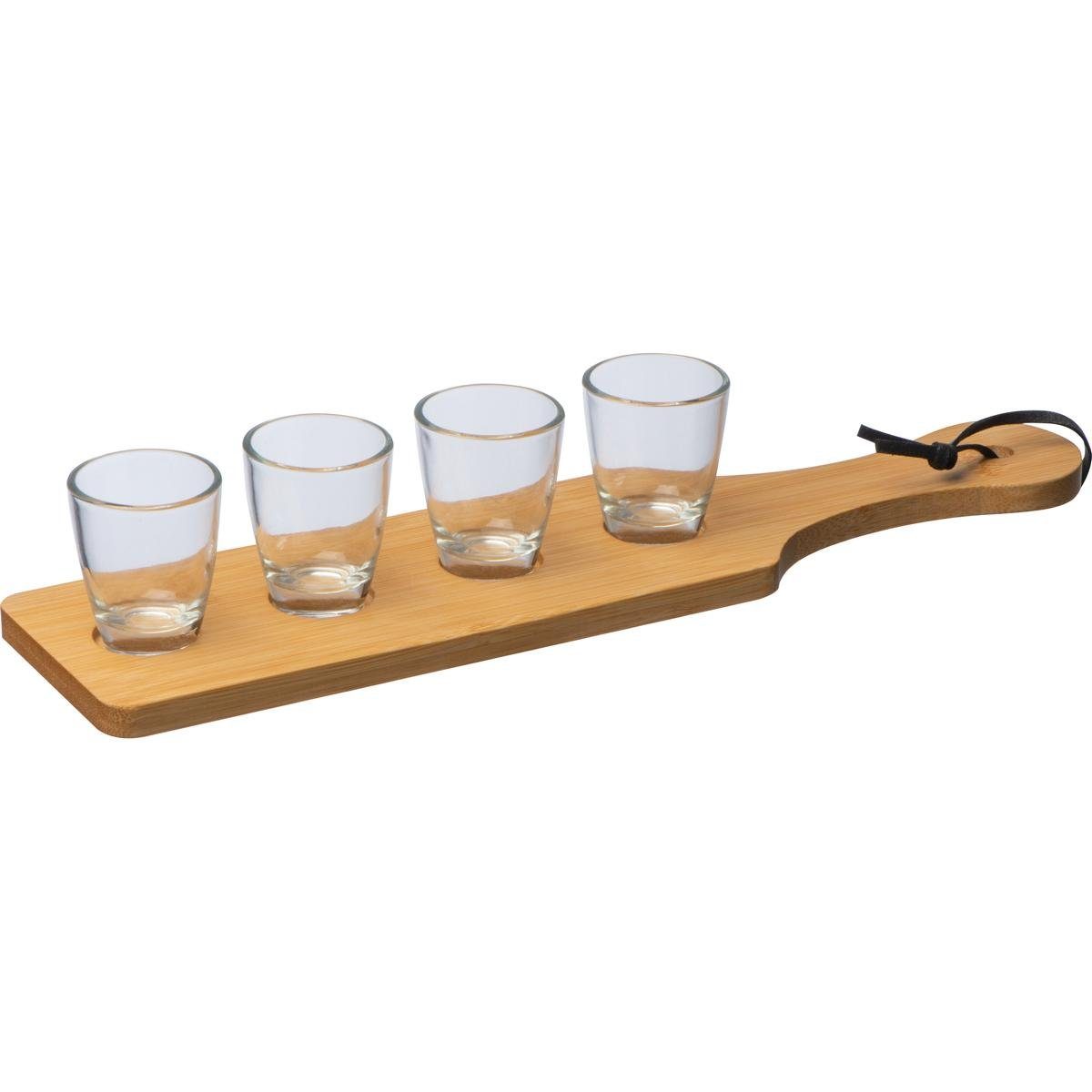 Macma Schneidebrett Schnapsgläser-Set / 5tlg mit 4 Schnapsgläser zu je 3cl