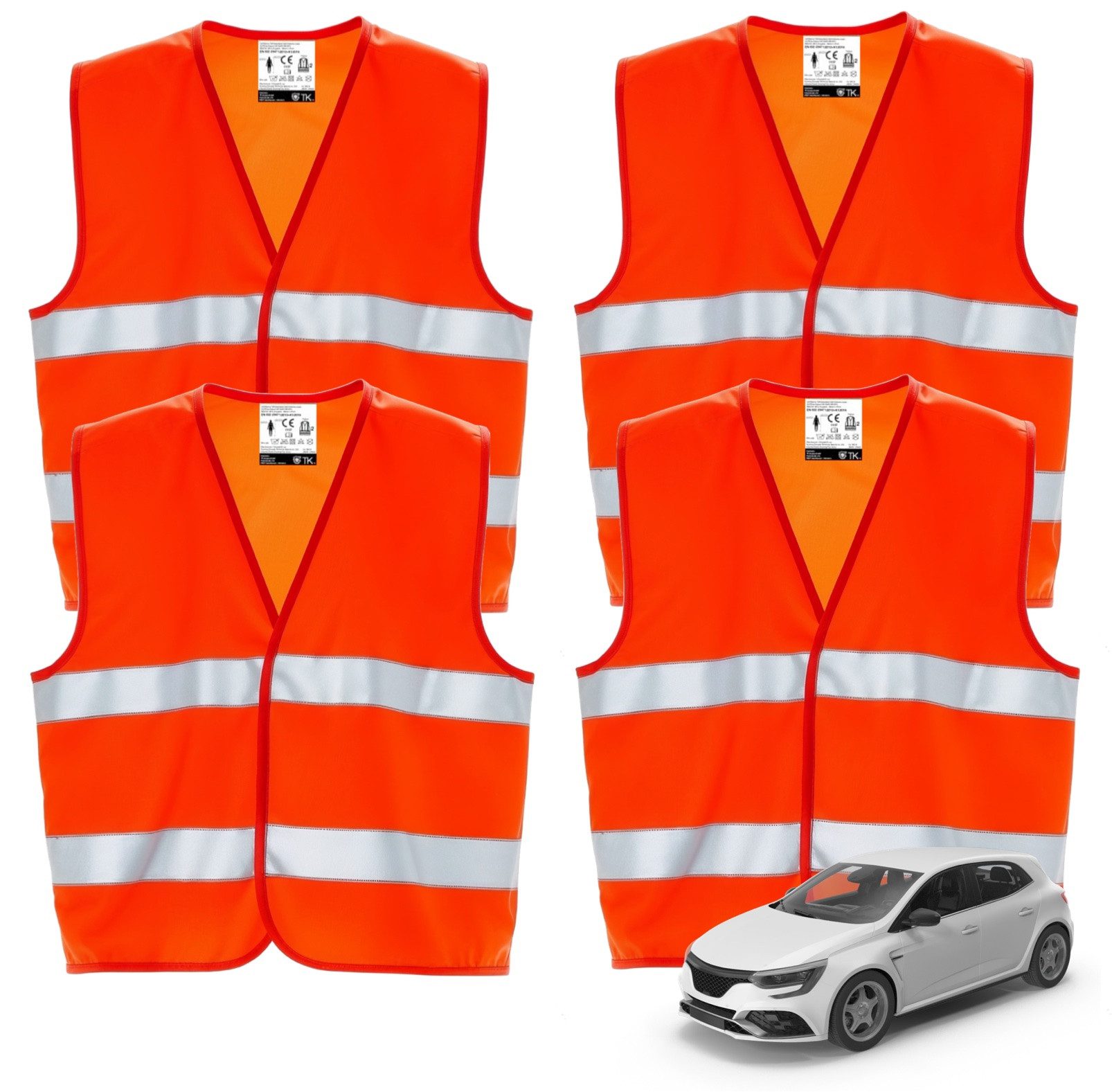 autogadget® Warnweste 4x Sicherheitsweste - Autozubehör - 2026 Unfallweste ISO20471 (Packung, 4-tlg., 4x Warnweste gelb) praktische Auto-Sicherheitskleidung