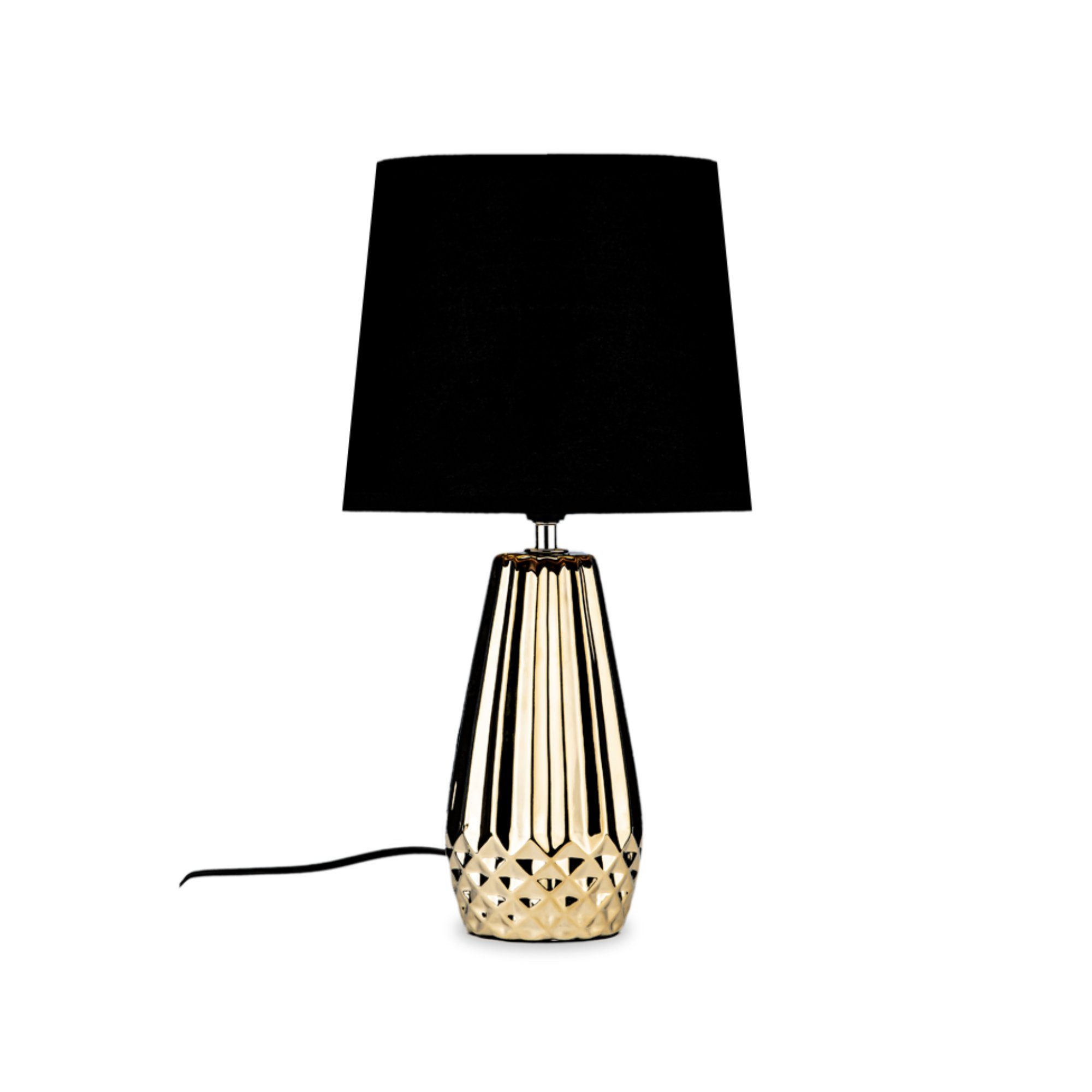 glänzend 1,5 golden/schwarz Tischleuchte Nachttischlampe Keramik, m, ERANA E14 wechselbar, Leuchmittel Konsimo Tischlampe