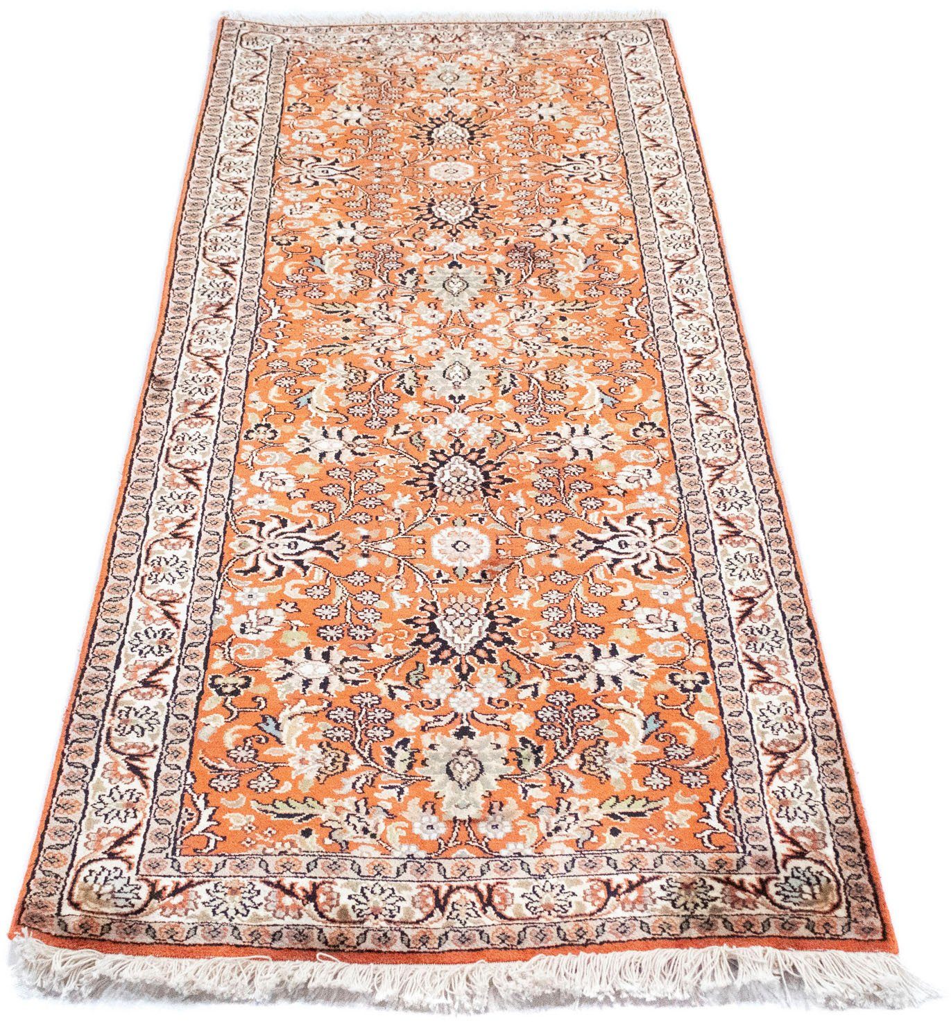Läufer Kaschmir Seide Teppich handgeknüpft orange, morgenland, rechteckig, Höhe: 6 mm