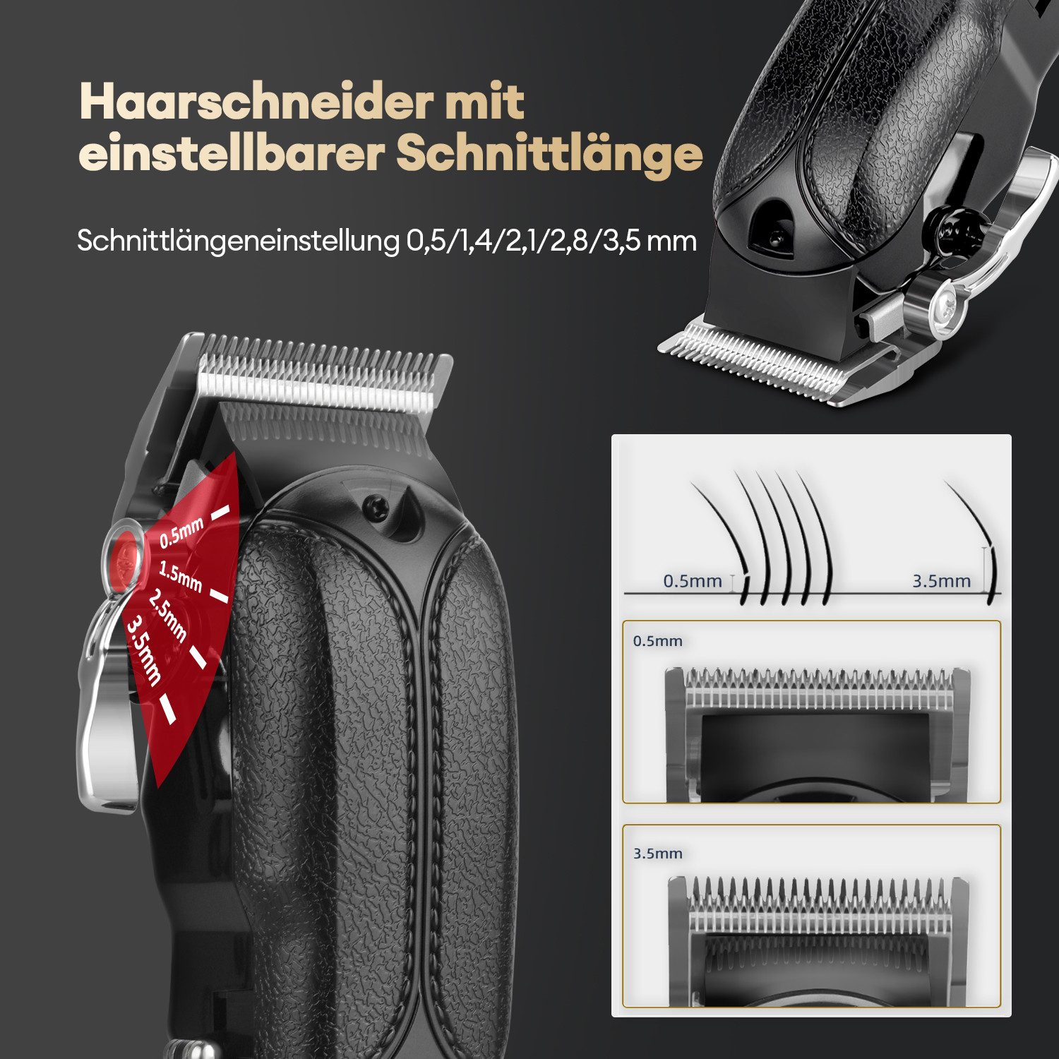 CkeyiN Haarschneider Wiederaufladbare Haarschneidemaschine und Detailliertes Haartrimer Kit, geräuscharmer Haarschneider mit LED-Anzeige