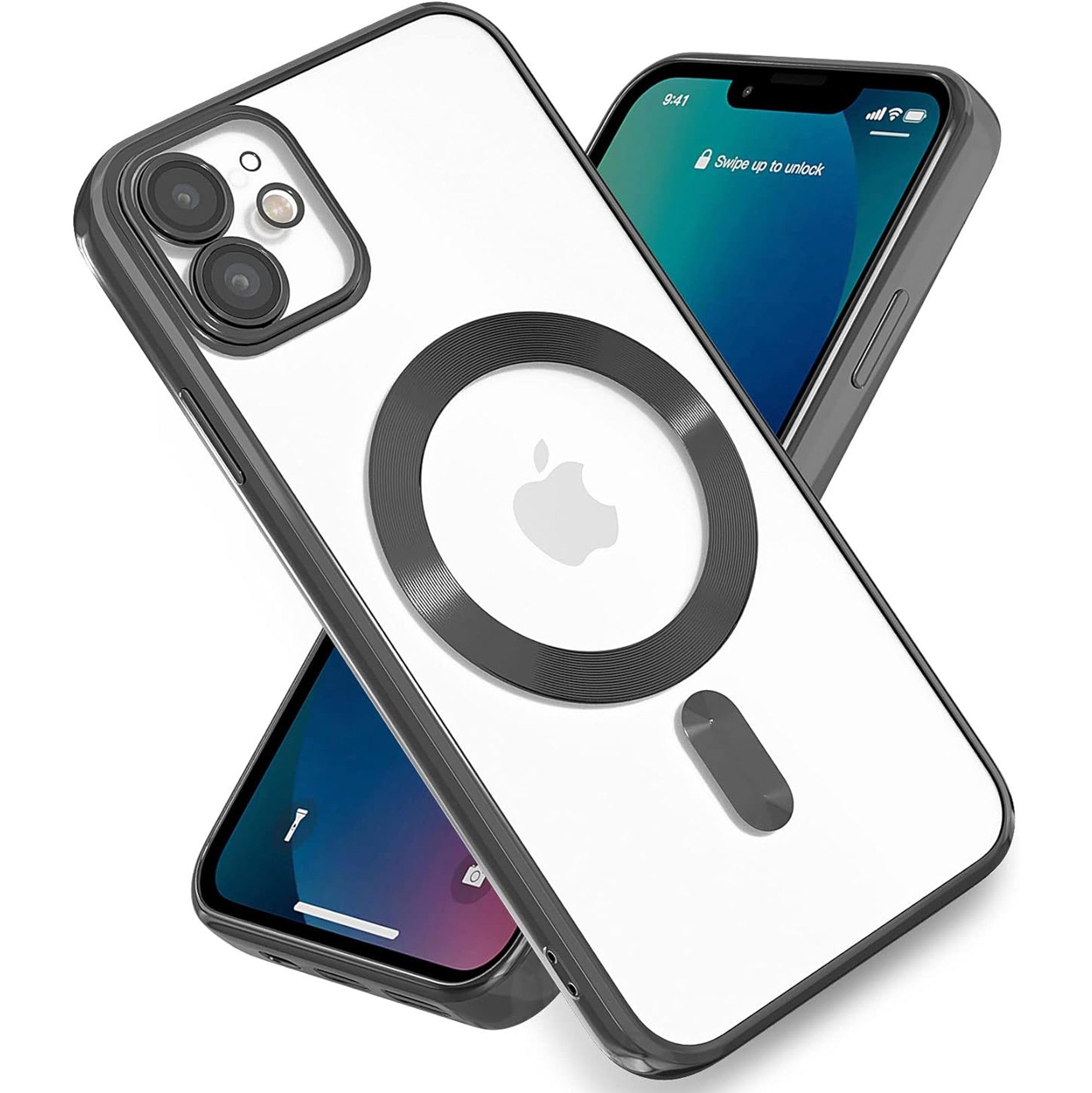 Wörleonline Handyhülle für Apple iPhone 12 mit integriertem Kameraschutz, TPU Schutzhülle, MagSafe kompatible Hülle