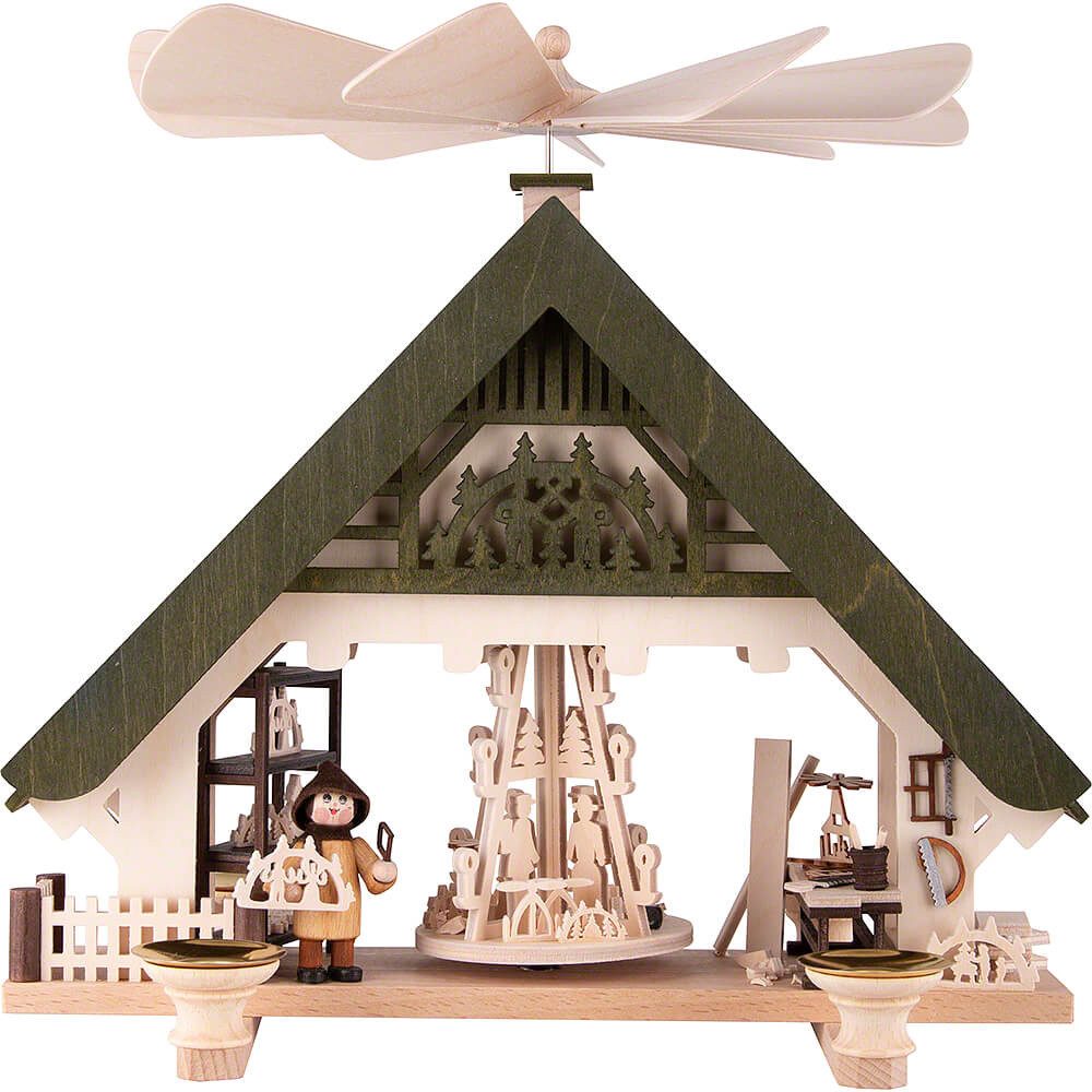 RATAGS Kunsthandwerk Weihnachtspyramide 1-stöckige Hauspyramide Kunsthandwerkerhaus grün (28cm) von RATAGS Hol