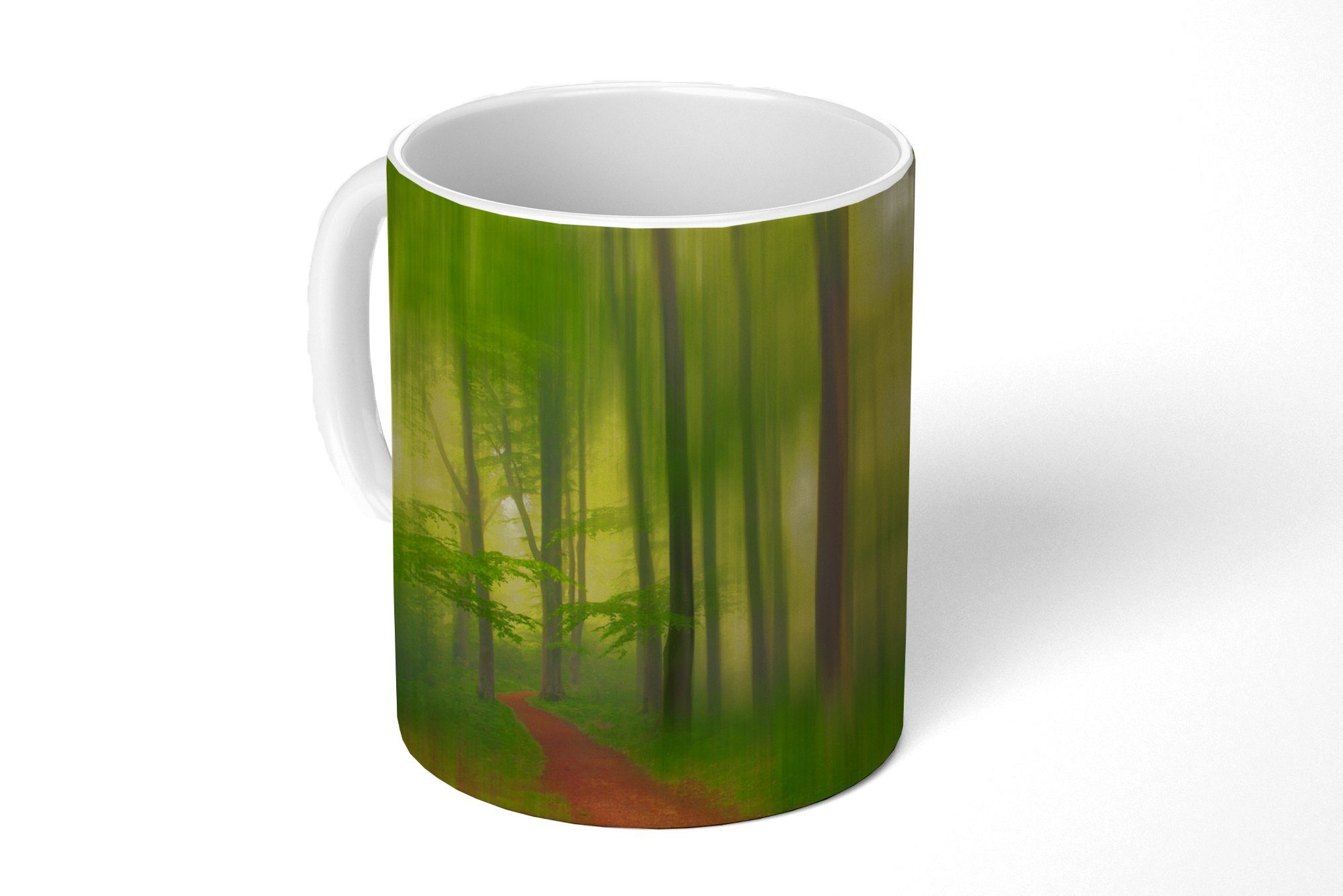 MuchoWow Tasse Waldweg - Tropisch - Grün - Bäume - Wald - Natur, Keramik, Kaffeetassen, Teetasse, Becher, Teetasse, Geschenk | Tassen