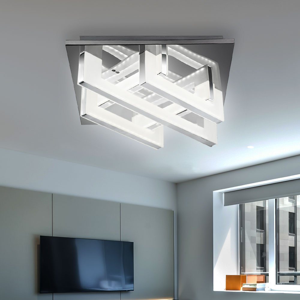 Esto LED Deckenleuchte, LED-Leuchtmittel fest verbaut, Neutralweiß, Deckenlampe Deckenleuchte LED Wohnzimmerlampe Chrom Designlampe L 30cm
