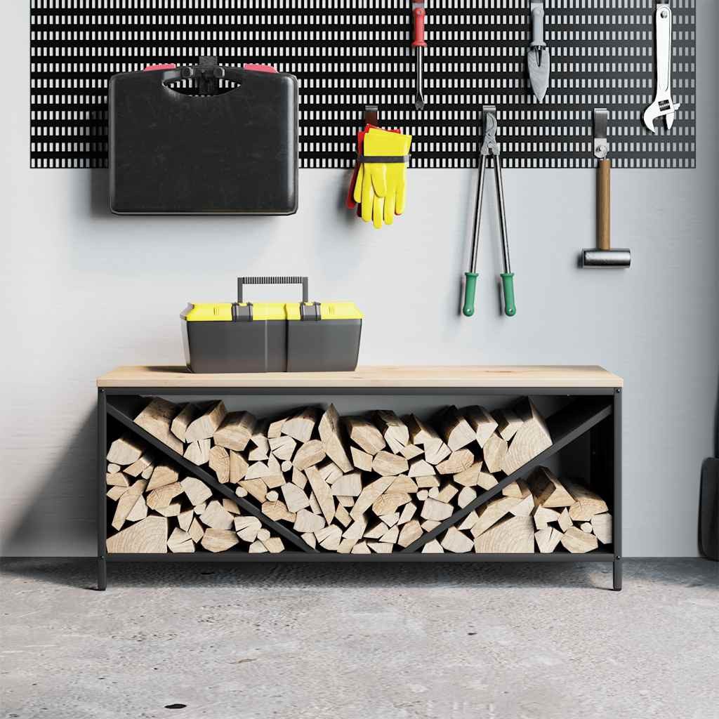 vidaXL Kaminholzregal Brennholzregal mit Holzplatte Schwarz günstig online kaufen