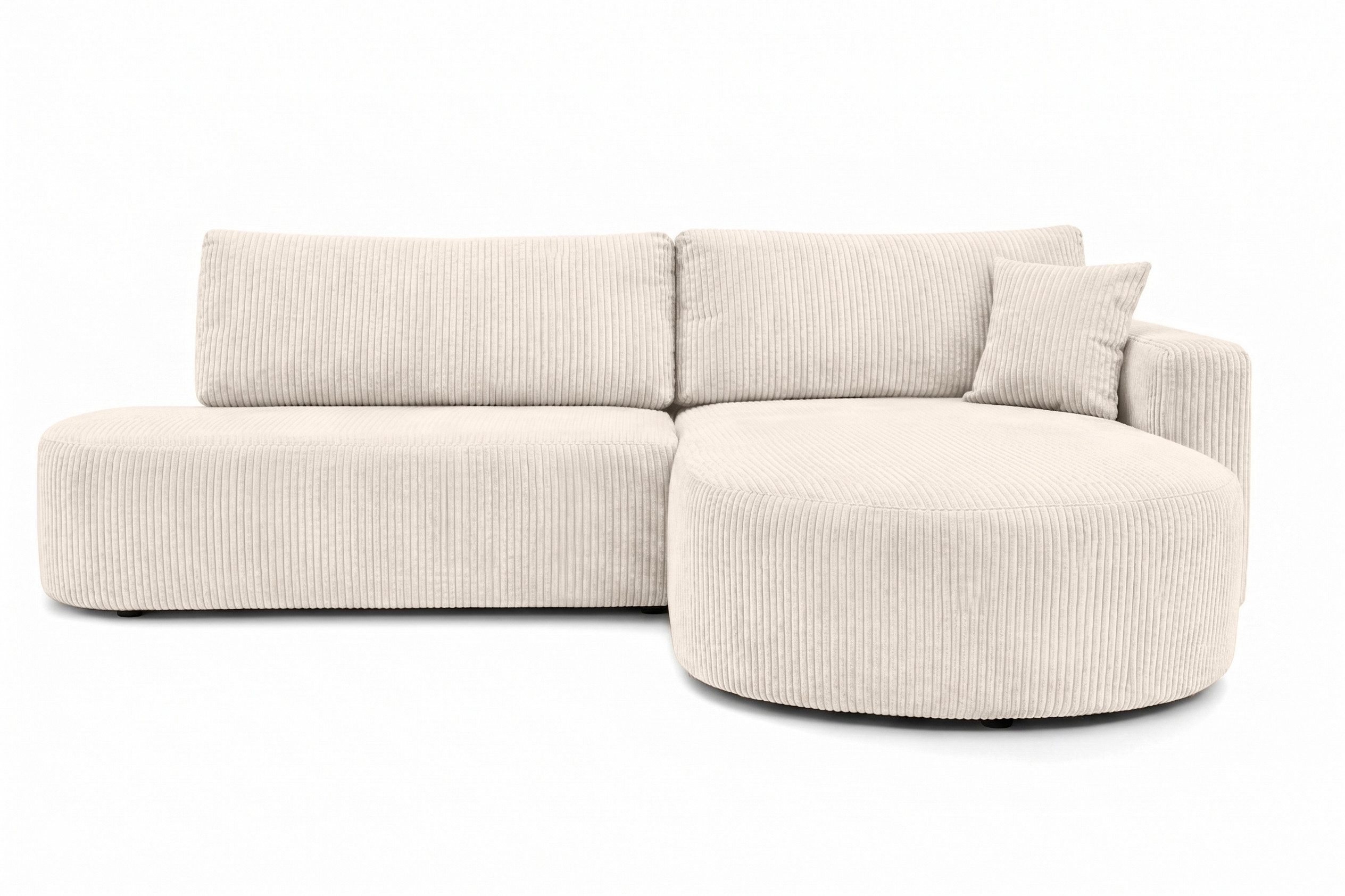 Kaiser Möbel Ecksofa mit Schlaffunktion und Bettkasten, Cordstoff POSO, ROUND ONE OPEN XL, Abgerundete Form, Große Liegefläche, Cordstoff mit markanter Struktur