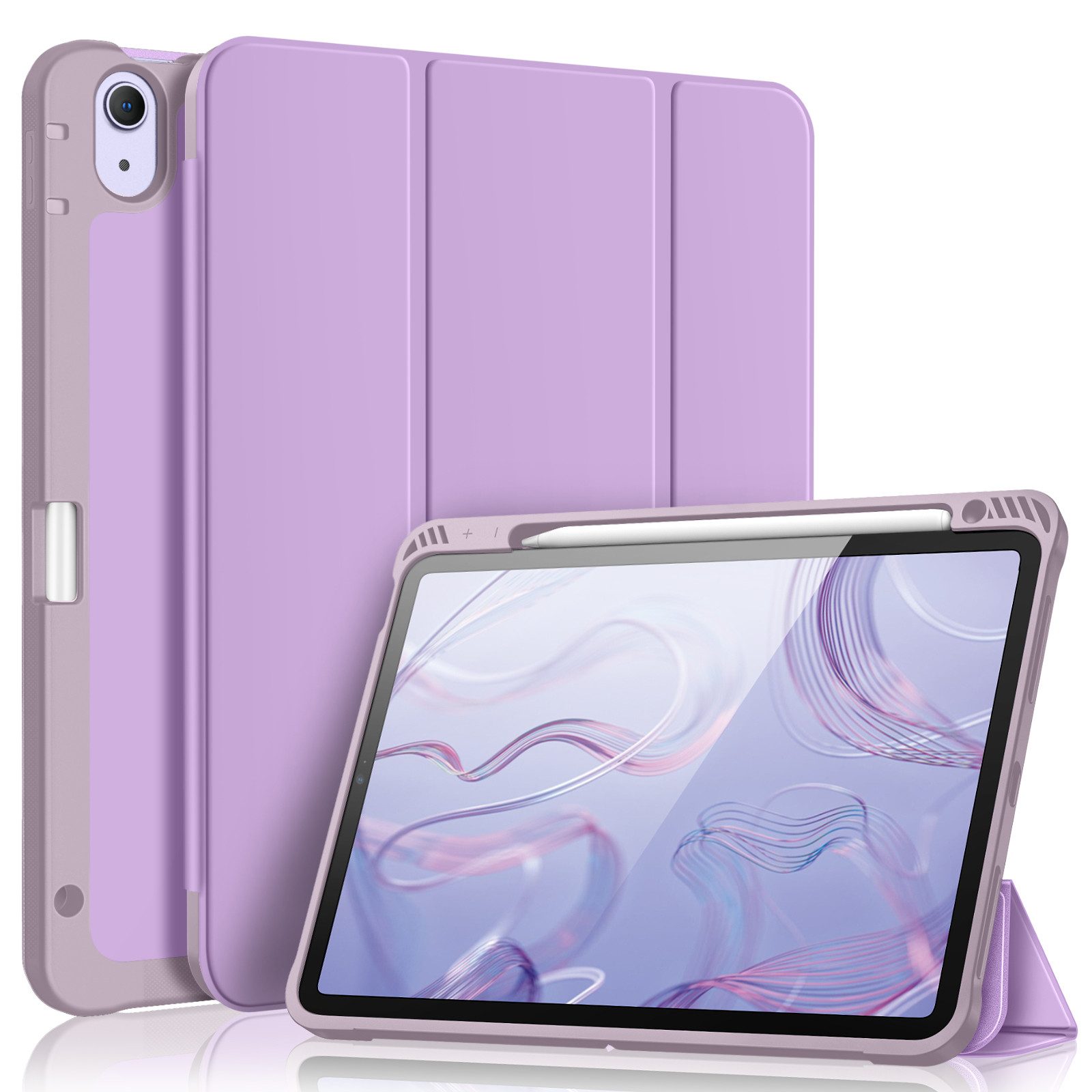 Fintie Tablet-Hülle für iPad Air 11 Zoll M2(2024), iPad Air 5.Gen 2022/Air 4.Gen 10,9 Zoll, mit Stifthalter, Soft TPU Rückseite Abdeckung Hülle Intelligent Case