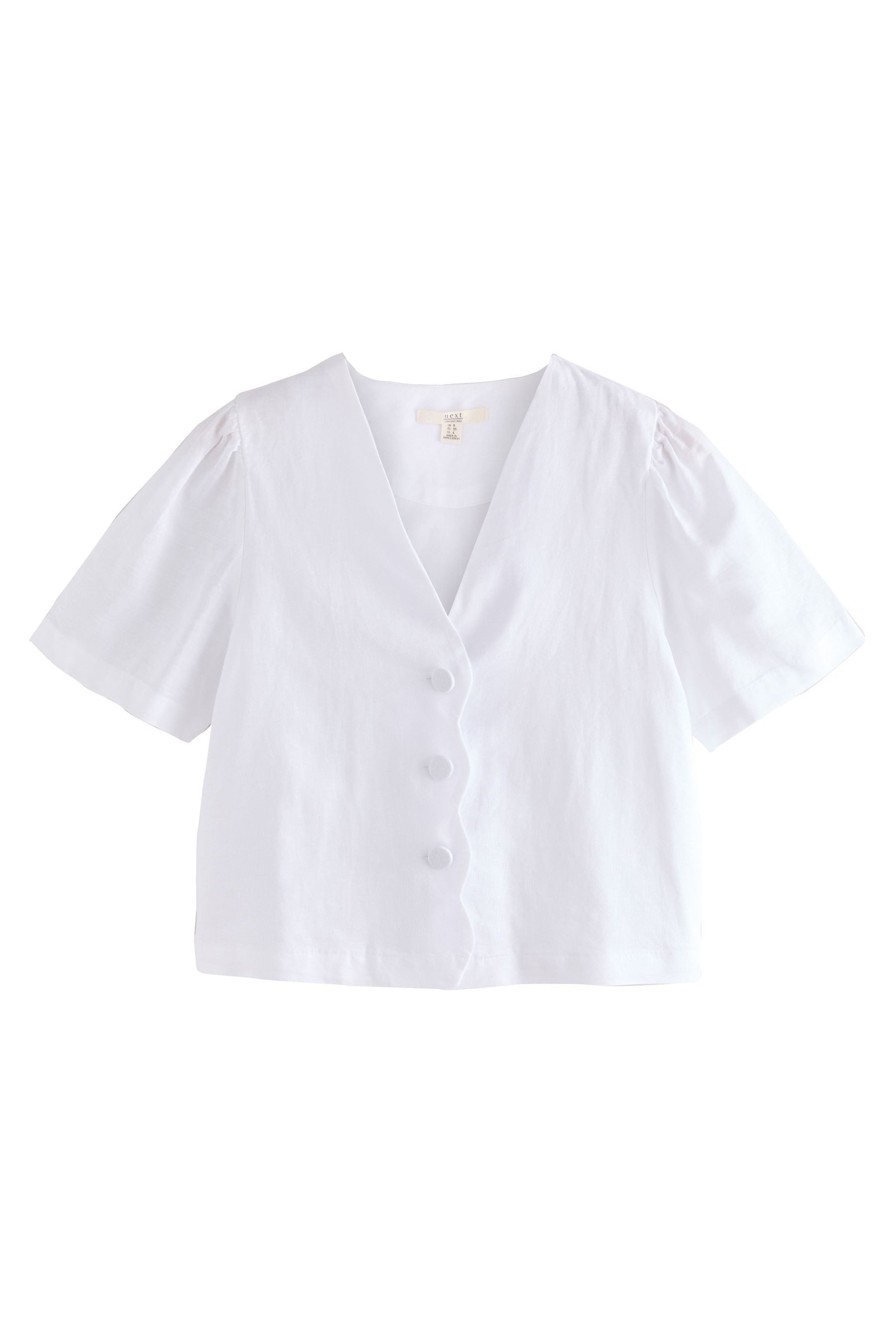 Kurzarmbluse Kurzärmelige Button-down-Bluse mit Bogenkanten