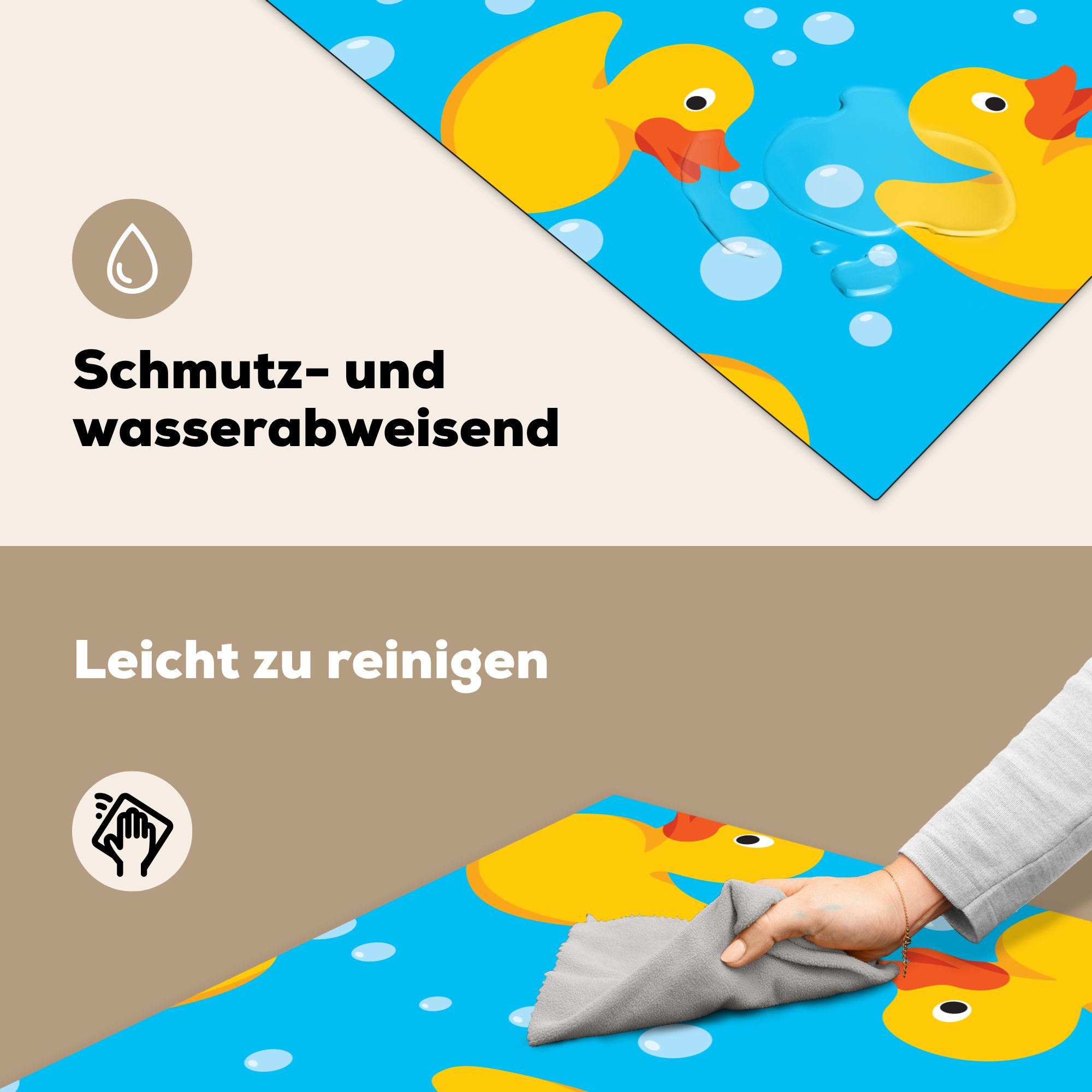 MuchoWow Herdblende-/Abdeckplatte Ceranfeldabdeckung, Vinyl, - 78x78 für Gummi-Entchen tlg), (1 Wasser Muster, - cm, Arbeitsplatte küche