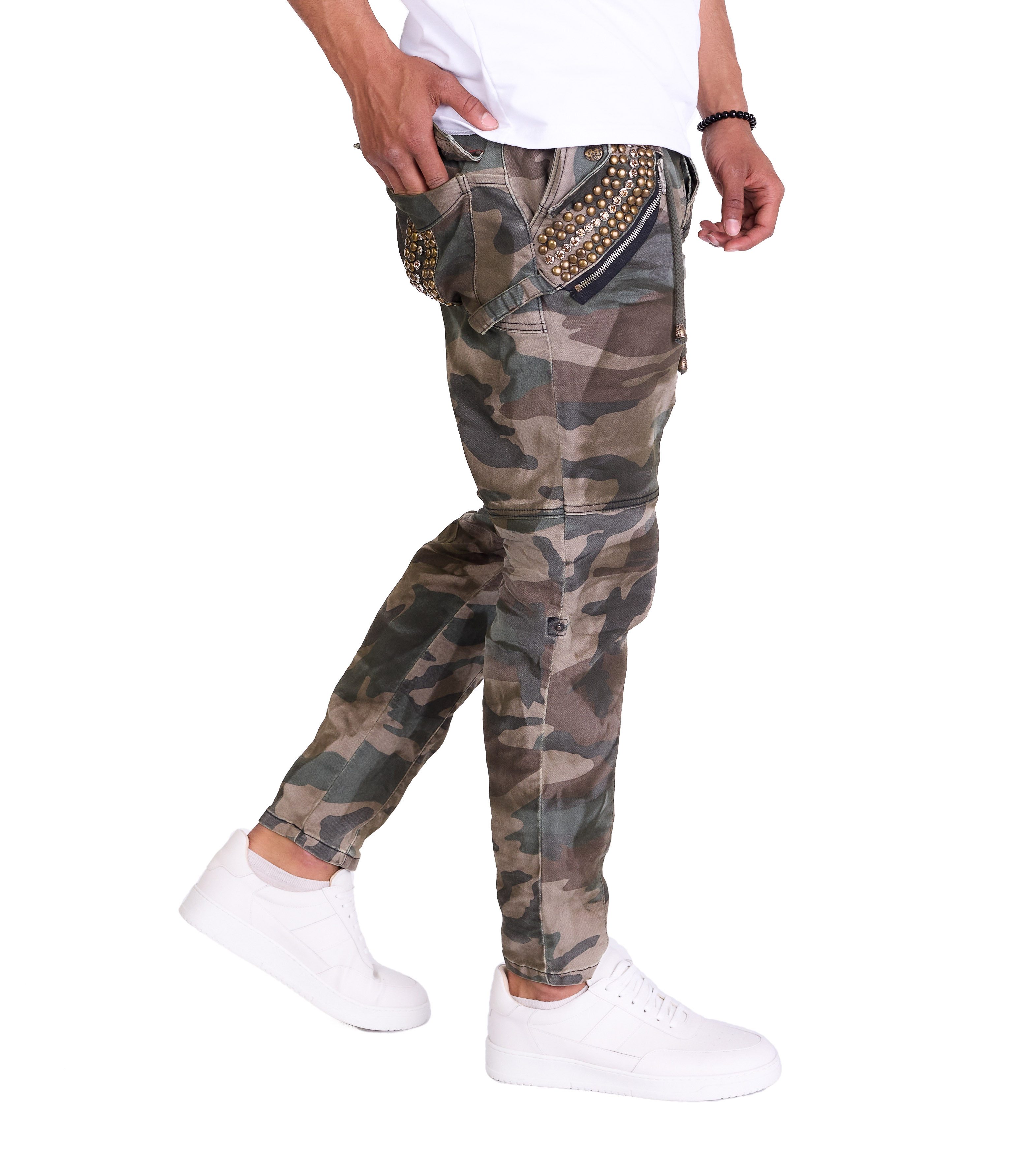 KINGZ Cargohose Lässige Herren Freizeithose Military