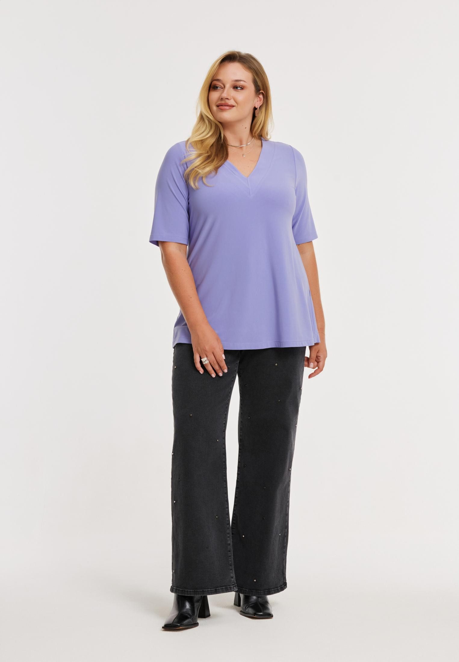 YOEK Langarmshirt Damen T-shirt mit V-Ausschnitt