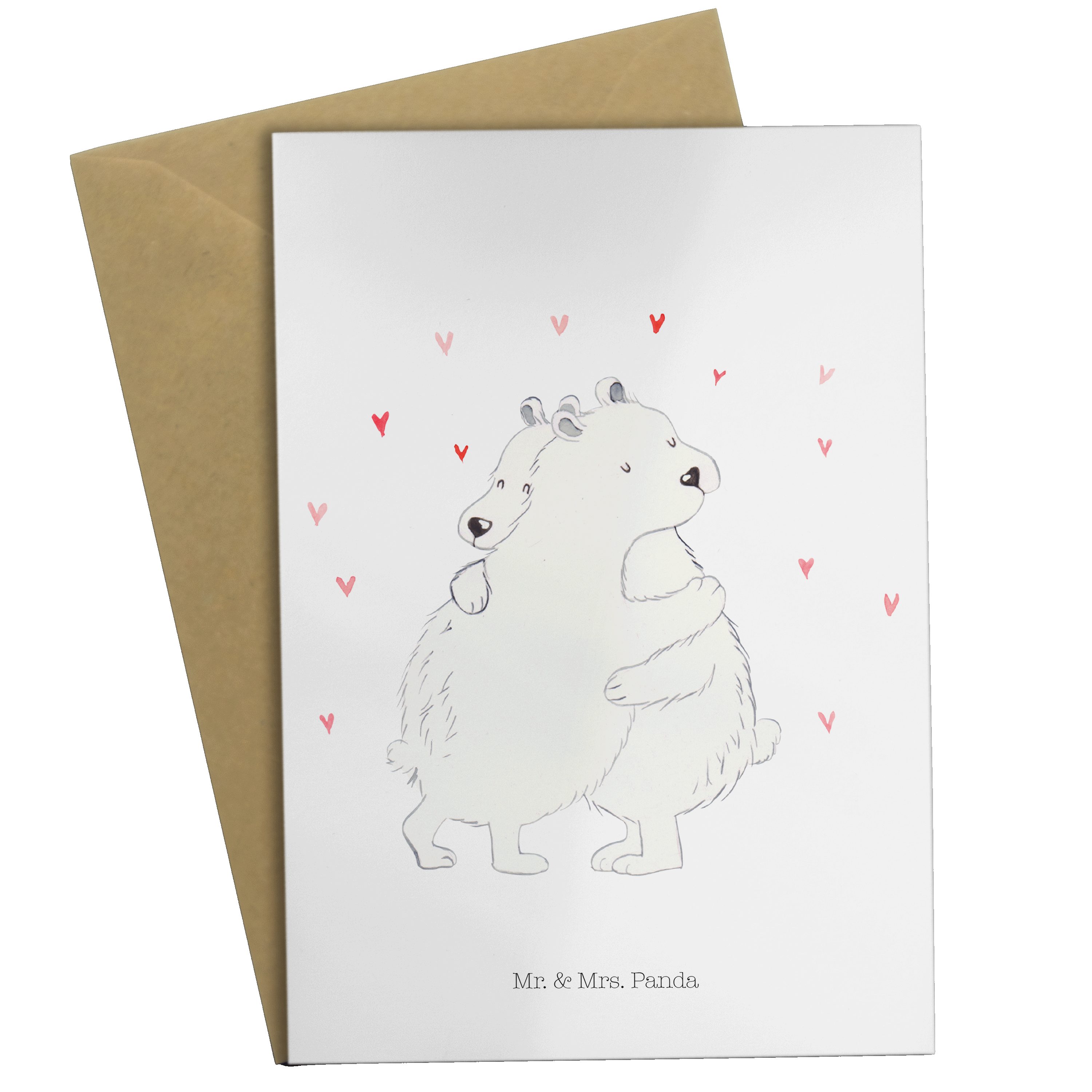 Mr. & Mrs. Panda Grußkarte Eisbär Umarmen - Weiß - Geschenk, Hochzeitskarte, Tiere, Gute Laune
