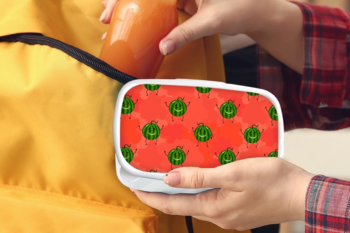 für weiß - für Mädchen Kinder Kunststoff, und Erwachsene, Kawaii, (2-tlg), Brotbox Jungs Muster - Lunchbox Melone und Brotdose, MuchoWow