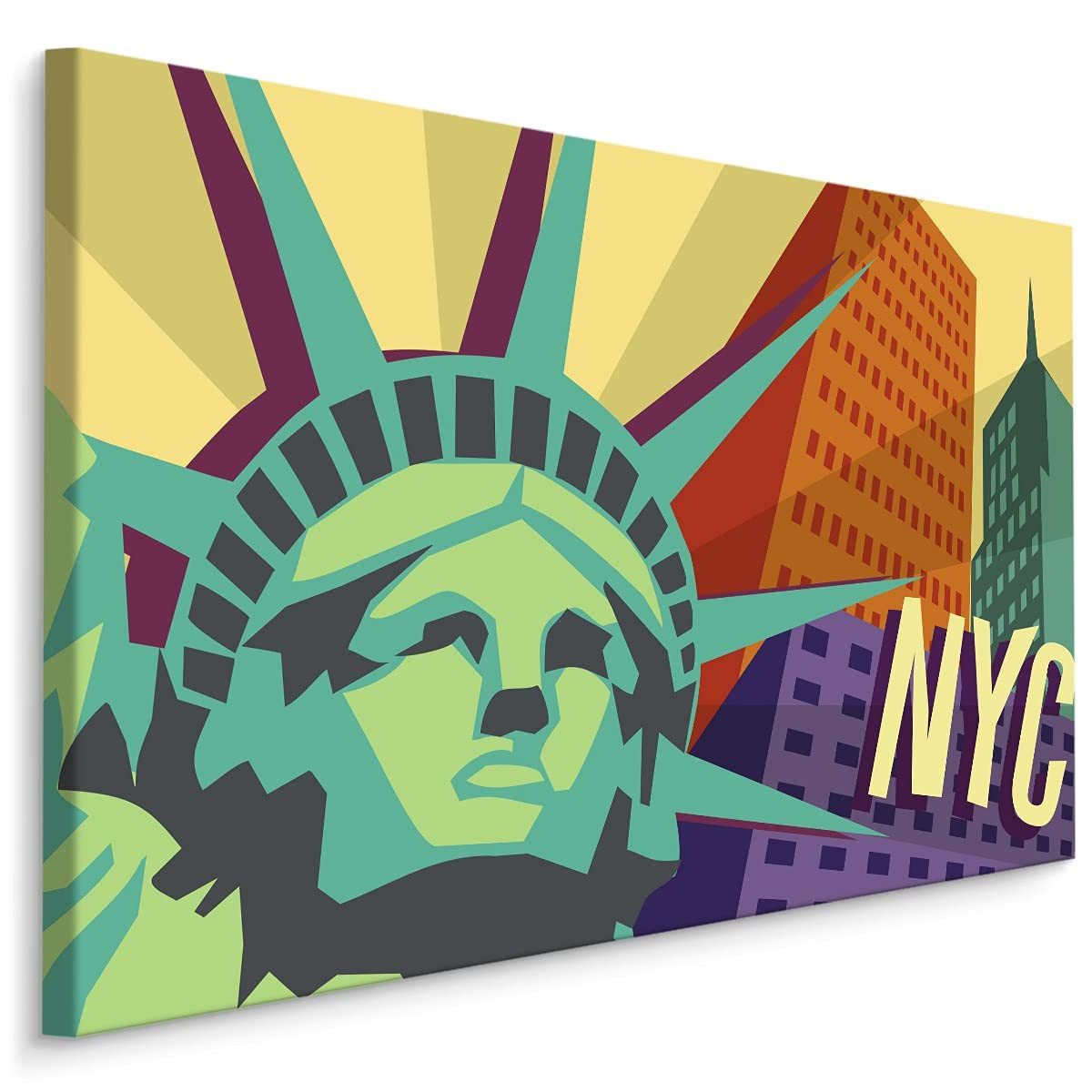 Muralo Leinwandbild Architektur – Leinwandbild Wandbild Kunstdruck Wohnzimmer, Gebäude (1 St), Stadt – Nyc – Freiheitsstatue, 70 x 50 cm, aufhängefertig