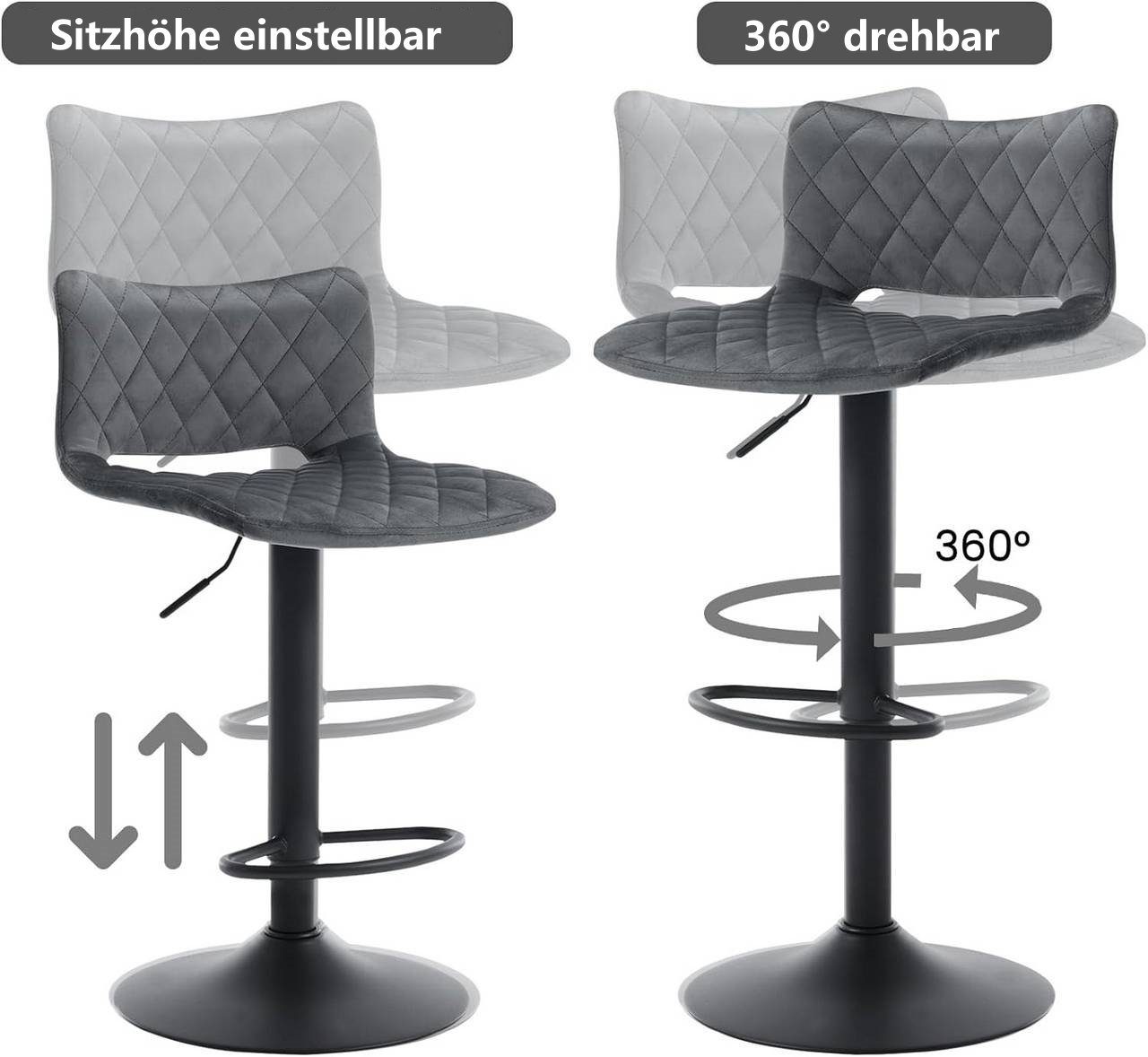 Woltu Drehhocker (2 St), höhenverstellbar drehbar, Barhocker