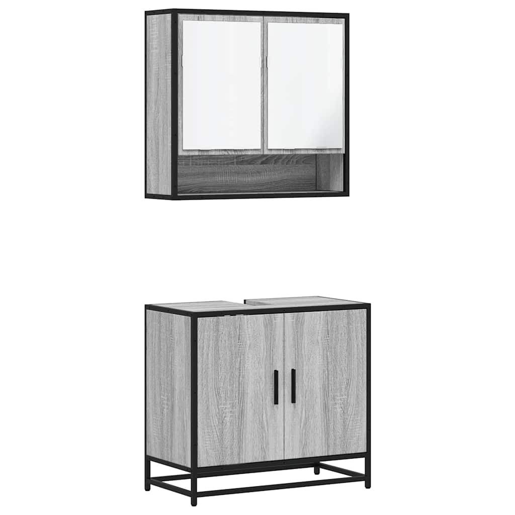 vidaXL Badezimmer-Set 2-tlg. Badmöbel-Set Grau Sonoma günstig online kaufen