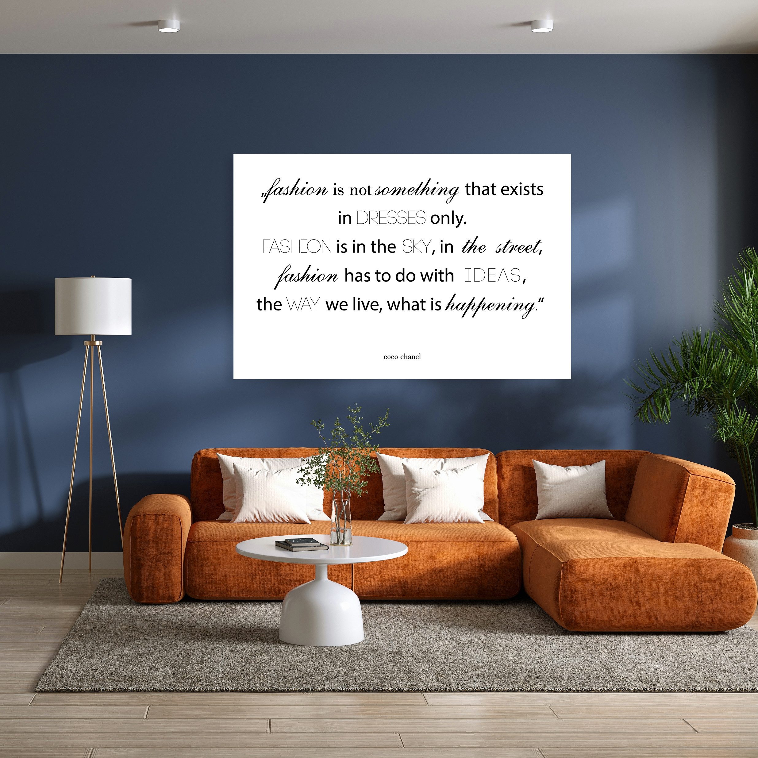 queence XXL-Wandbild Coco Chanel - Zitat - Spruch - großes Wandbild - Exklusiv - Fashion, CocoChanel, HD Premium Druck auf White Dibond, Format: 150x100cm