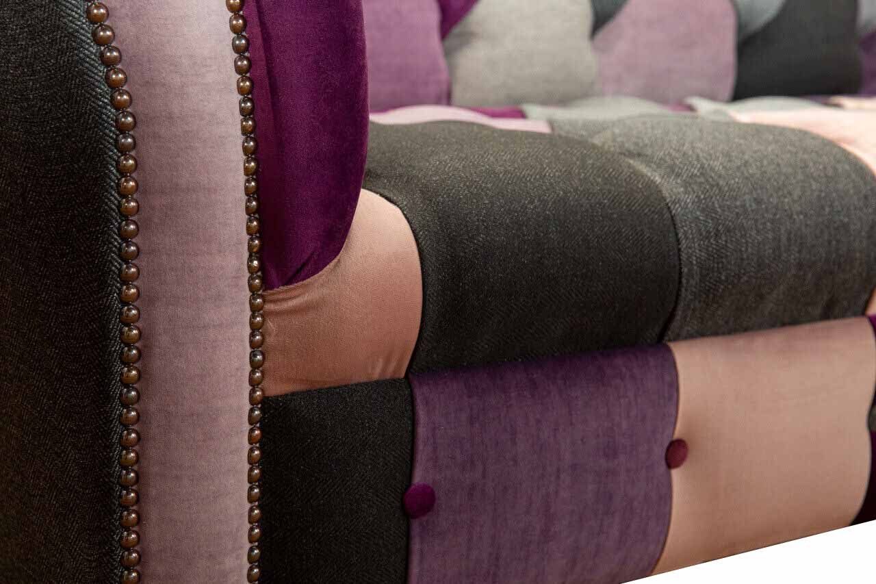 Klassisch Textil Chesterfield-Sofa, Chesterfield JVmoebel Wohnzimmer Sofas Design Sofa