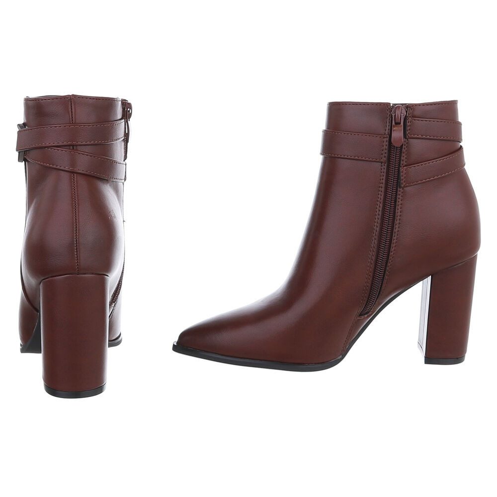 Ital-Design Damen Stiefelette mit Blockabsatz und Schnalle High-Heel-Stiefelette (92299737) Blockabsatz Stiefeletten in Weinrot – Bild 5 von 5