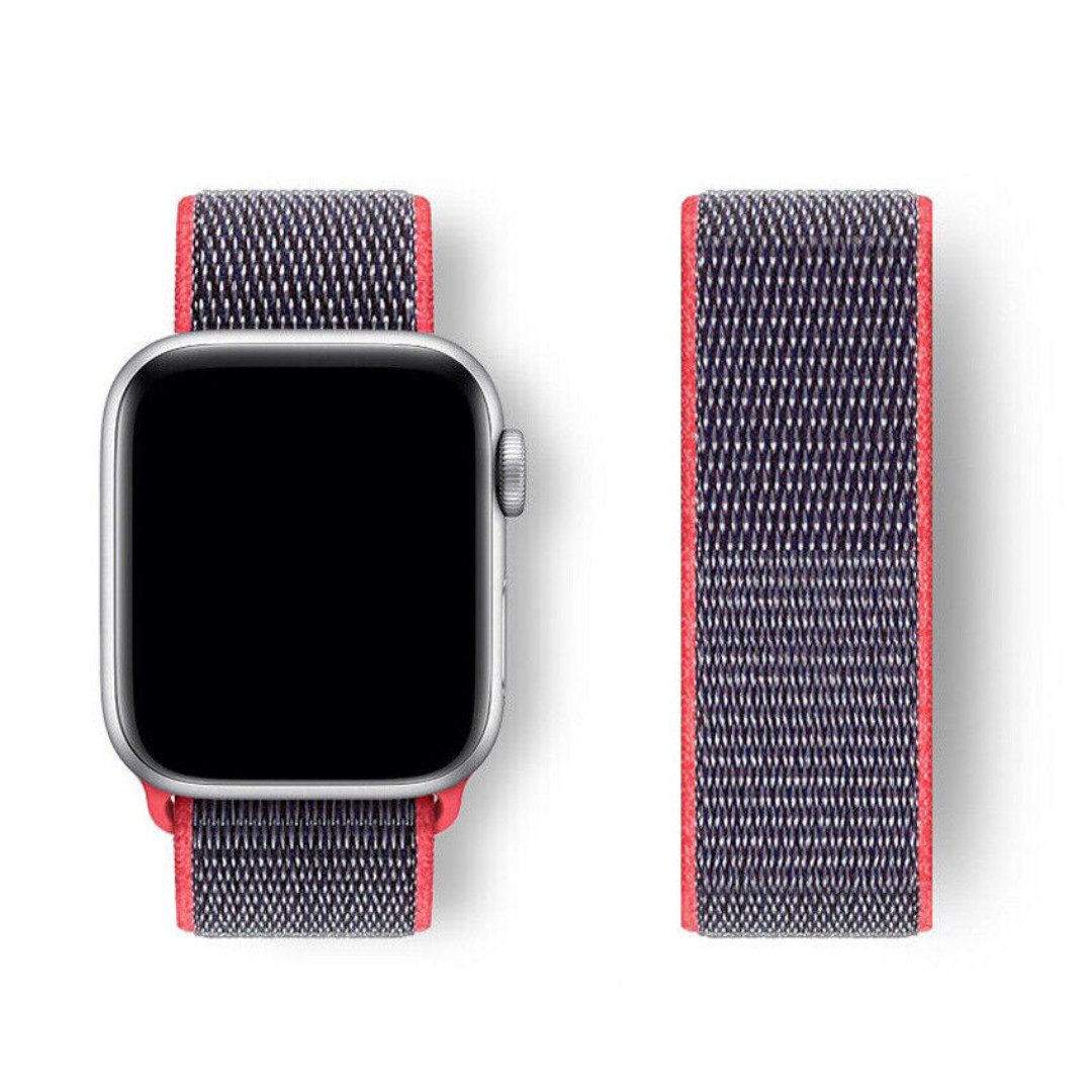 SmartUP Smartwatch-Armband Für Apple Watch 9 8 7 6 5 4 3 2 1 SE Nylon Sport Ersatz Band Loop, Atmungsaktiv, Schweißresistent, stufenlos einstellbar