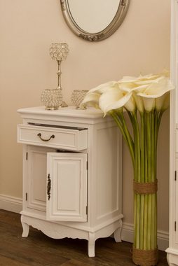 elbmöbel Apothekerschrank Kommode mit 1 Schublade weiß Konsolenschrank: 2 Türen 1 Schublade 53x75x30 cm vintage weiß roses