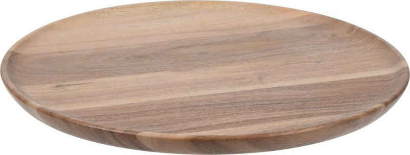 Meinposten Dekoteller Holzteller Dekoteller 22 bis 38 cm Teakholz Kerzentablett Baumscheibe Brett Deko (1 St), Teakholz