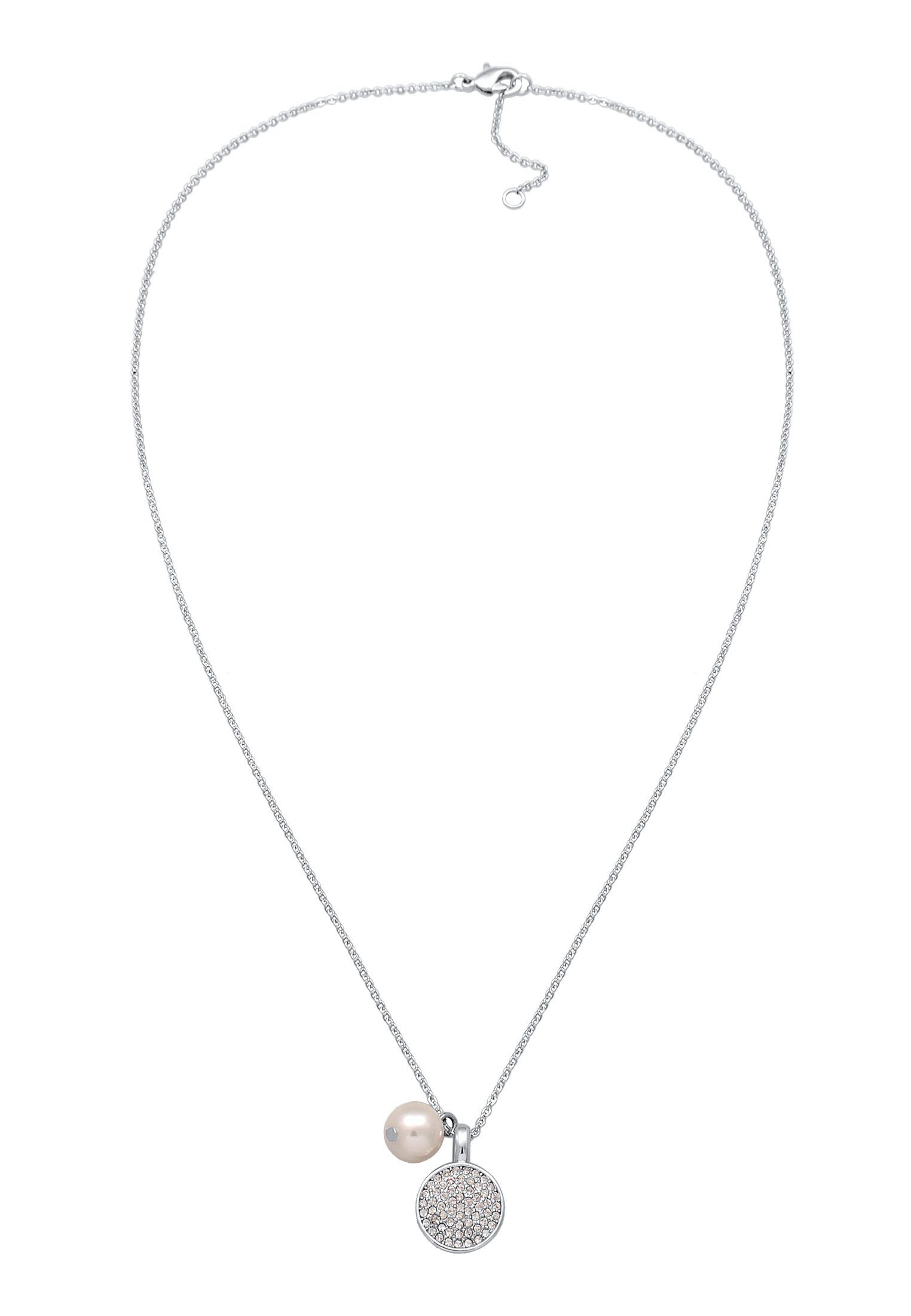 Elli Kette mit Anhänger Kristall Perlenanhänger Elegant Silberfarben