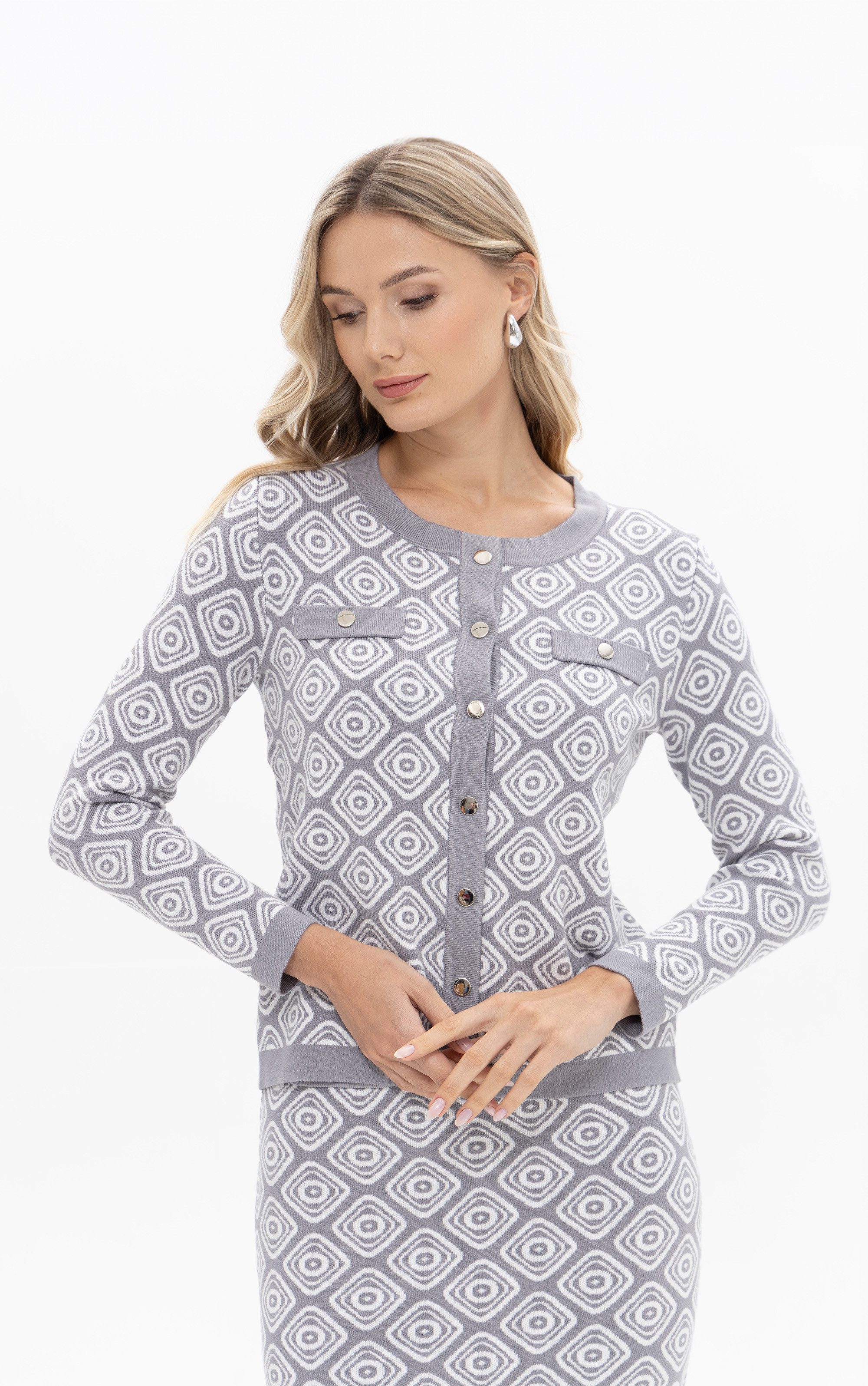 Passioni Cardigan mit geometrischem Muster