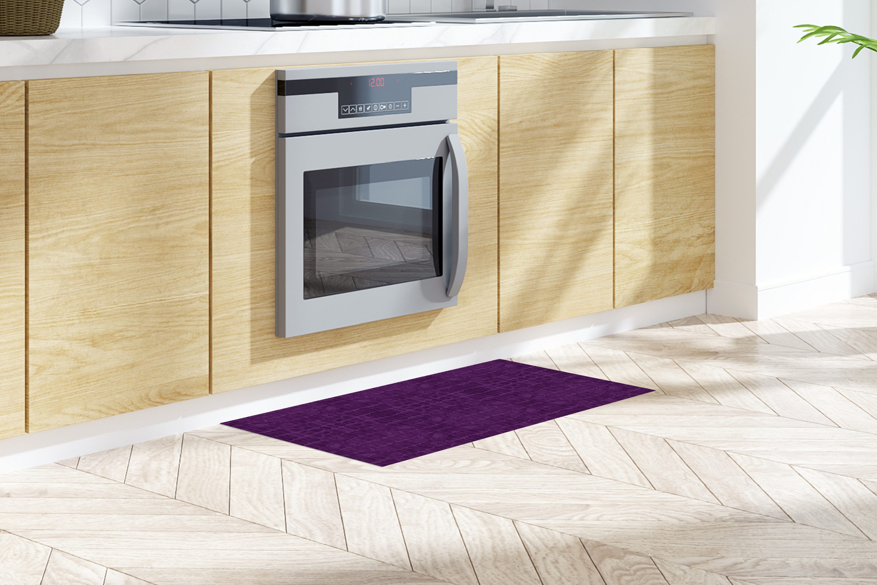 MuchoWow Küchenläufer Krokodil - Leder - Lila, aus Kunststoff, Küchenteppich, Läufer für Küche, Rutschfest, Küchendeko, 120x50 cm