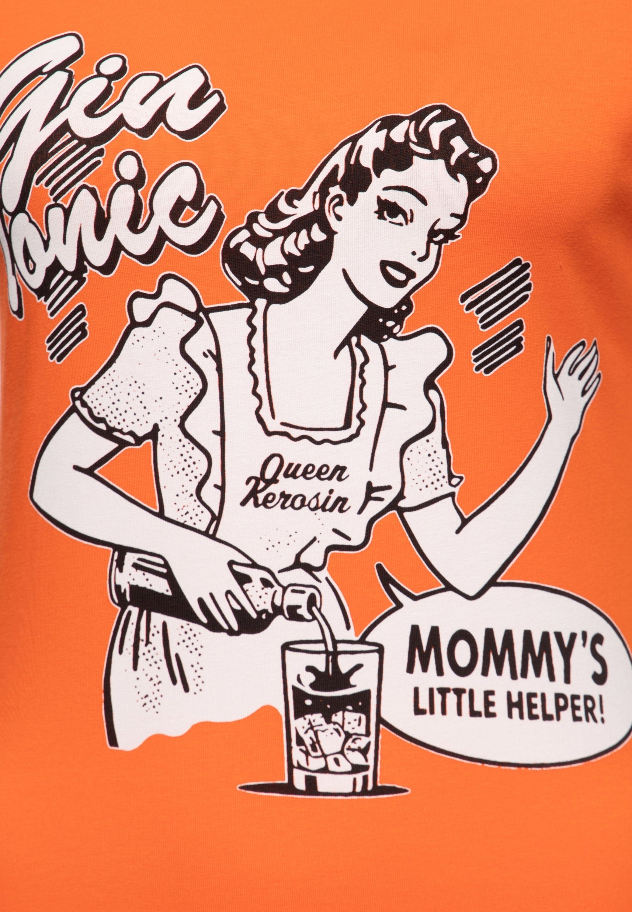 QueenKerosin Print-Shirt Gin Tonic (1-tlg) mit vintage Front Print im Pin-up Design