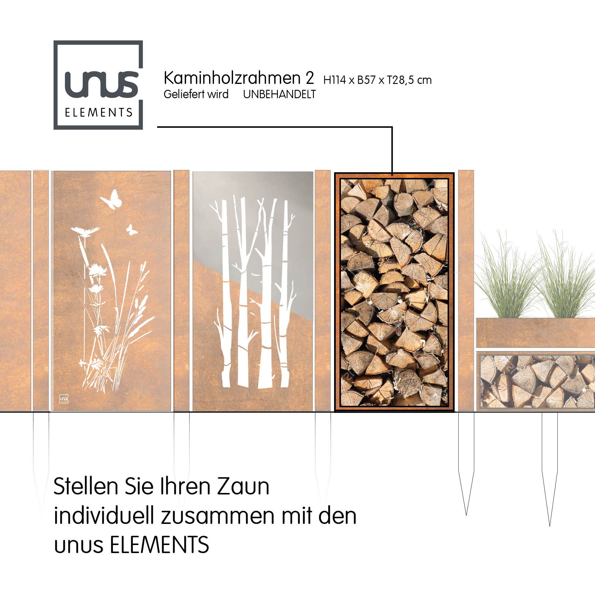 UNUS ELEMENTS Kaminholzregal Kaminholzrahmen 2, BxTxH:57x28.5x114 cm, (1-St)
