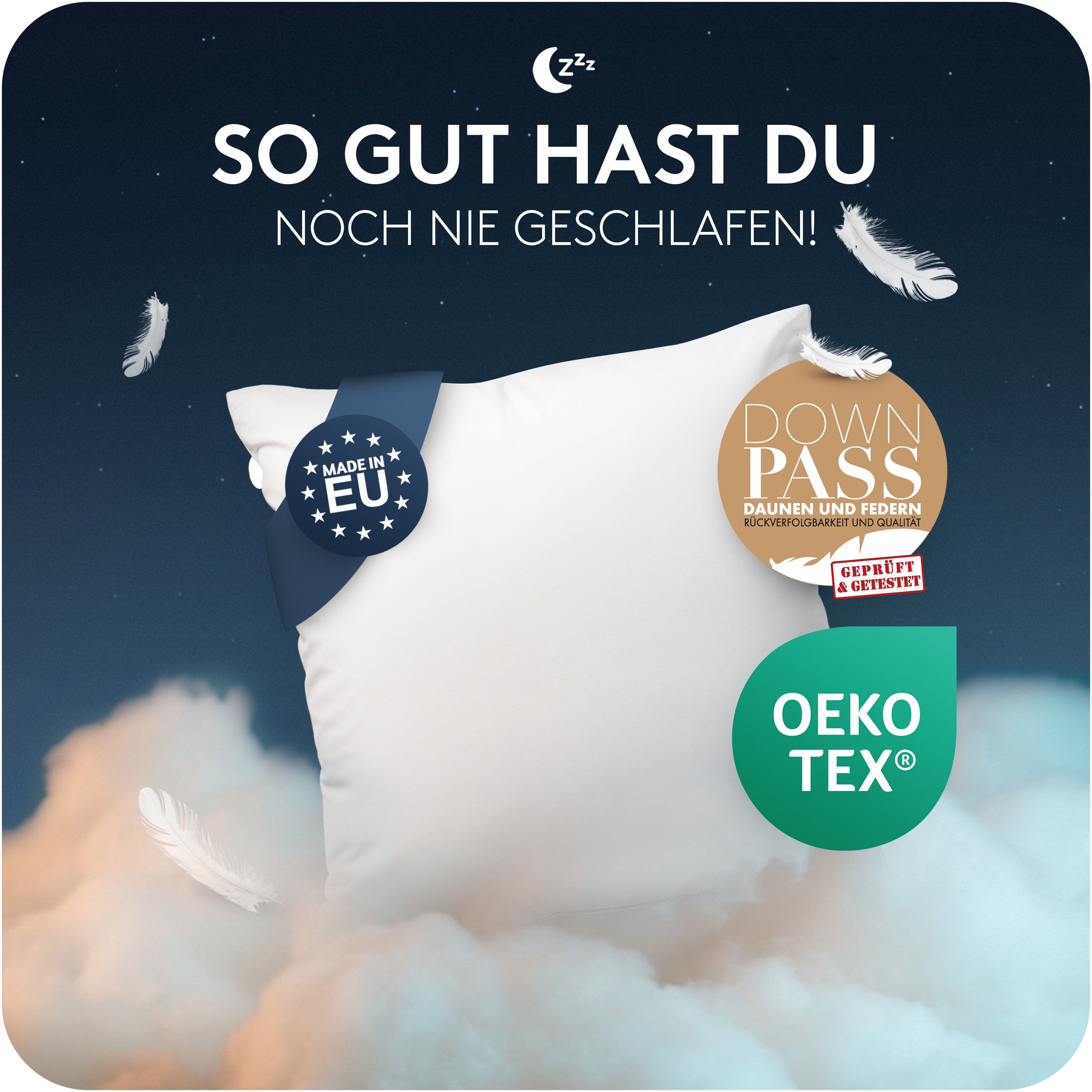 CALMONT Daunenkissen Daunenkissen 80x80 3-Kammer, Daunenkopfkissen günstig online kaufen