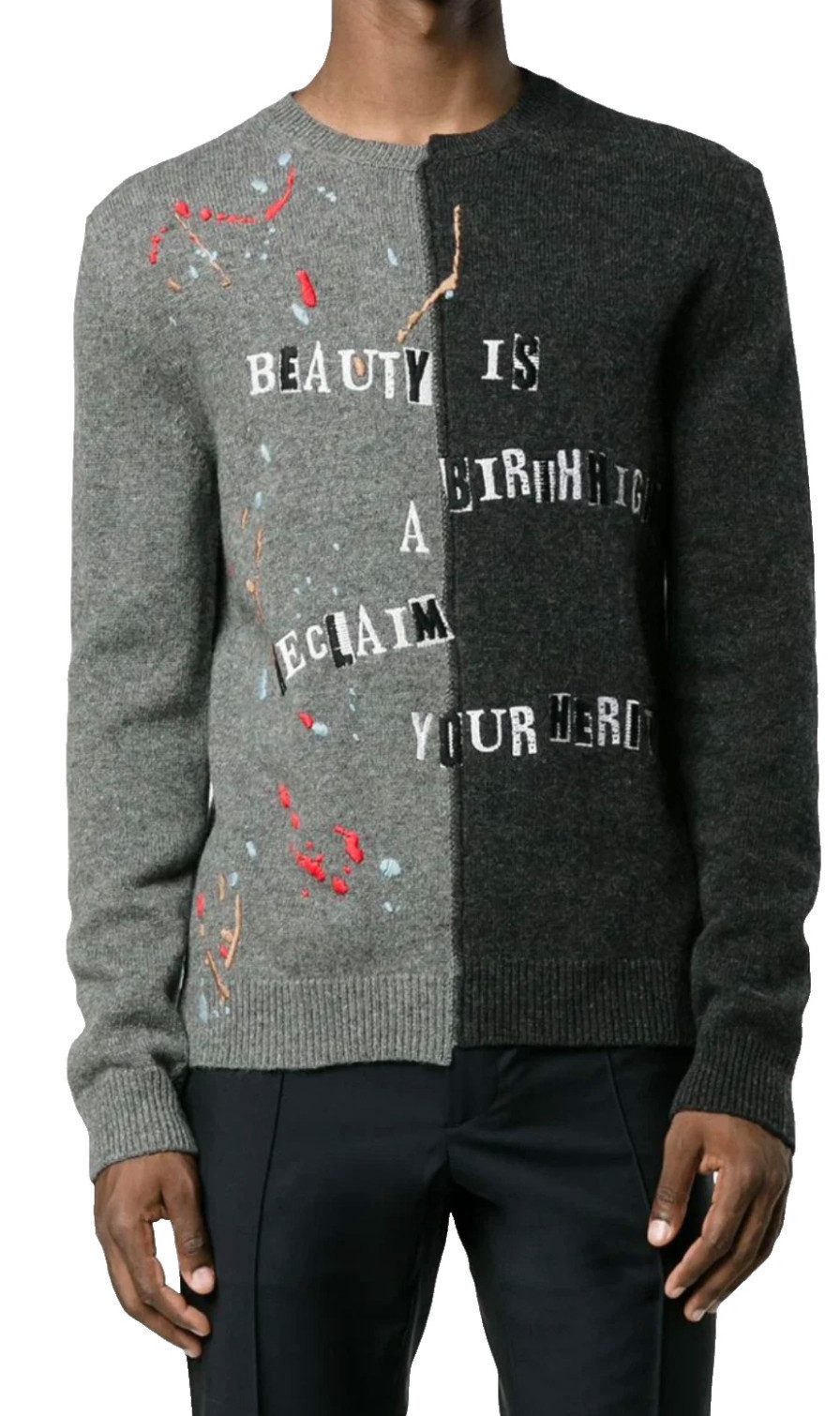 Valentino Вязаные свитера Jamie Reid Пуловеры "Beauty Is A Birthright" Intarsia-Strick pulli Auffällige Intarsia-Grafiken & handwerkliche Stickdetails
