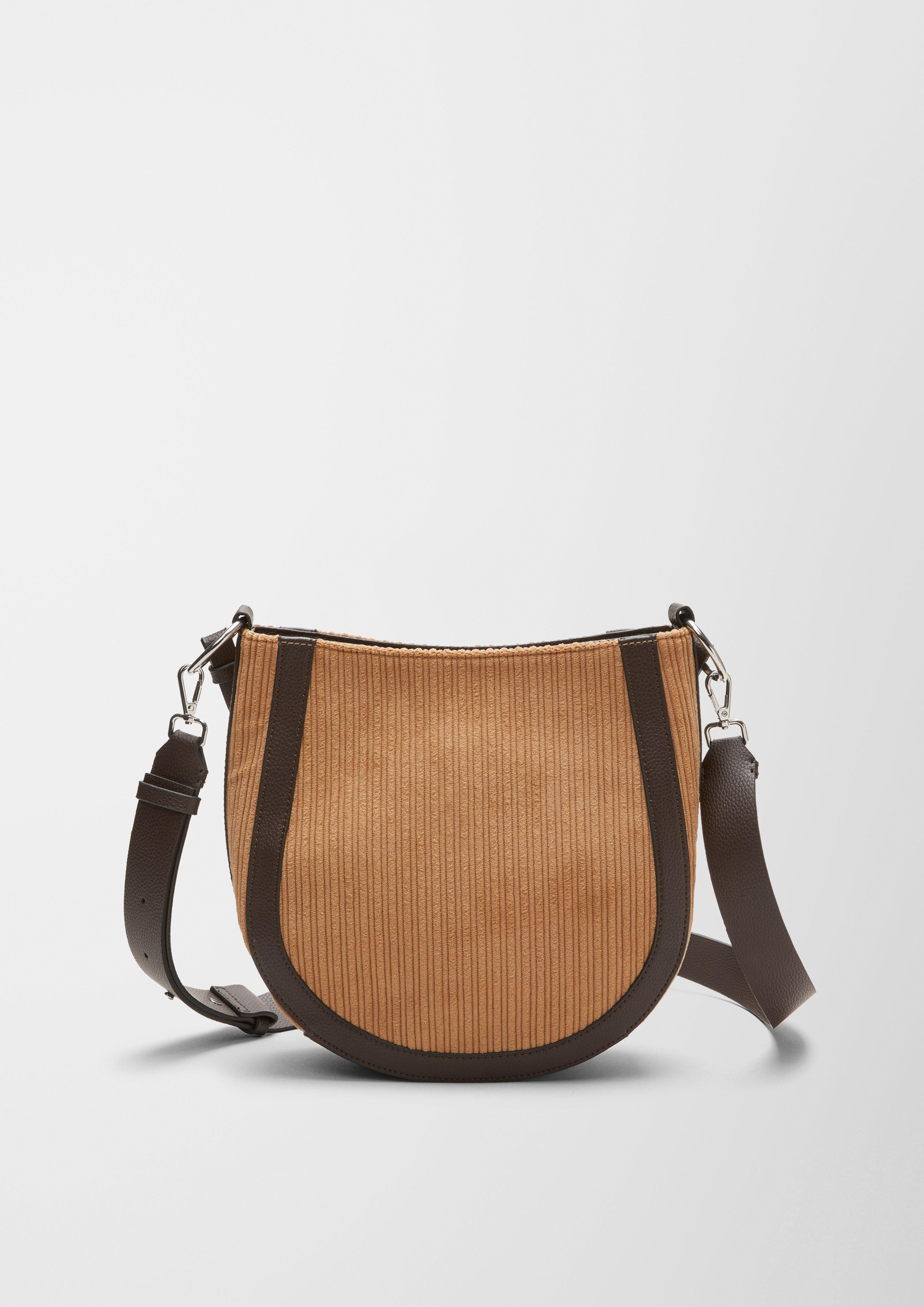 s.Oliver Tragetasche Hobo Bag aus Cord und Lederimitat, Tragehenkel