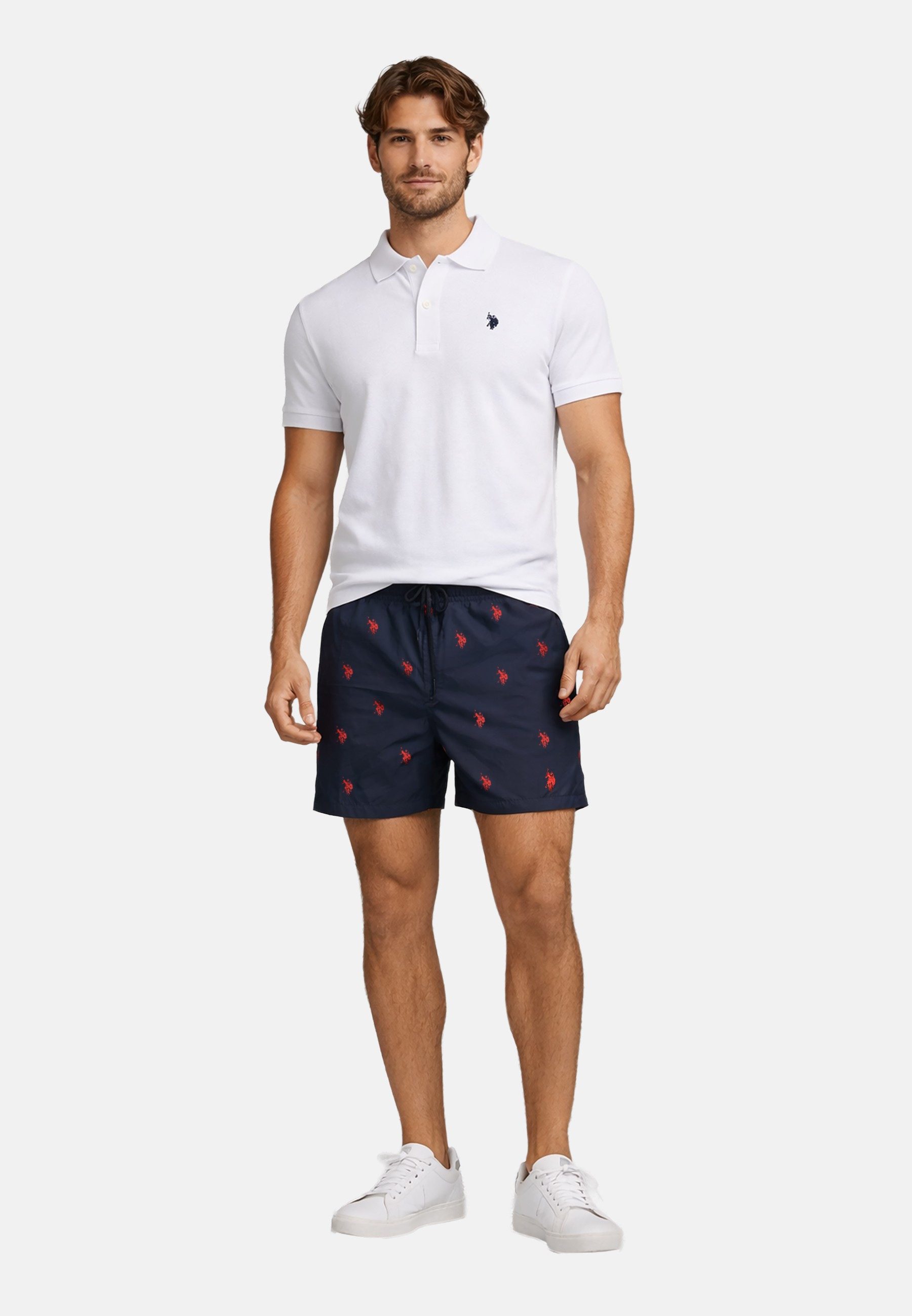 Badeshorts Schwimmshorts USMilan – Herren Shorts mit Allover-Logo-Design