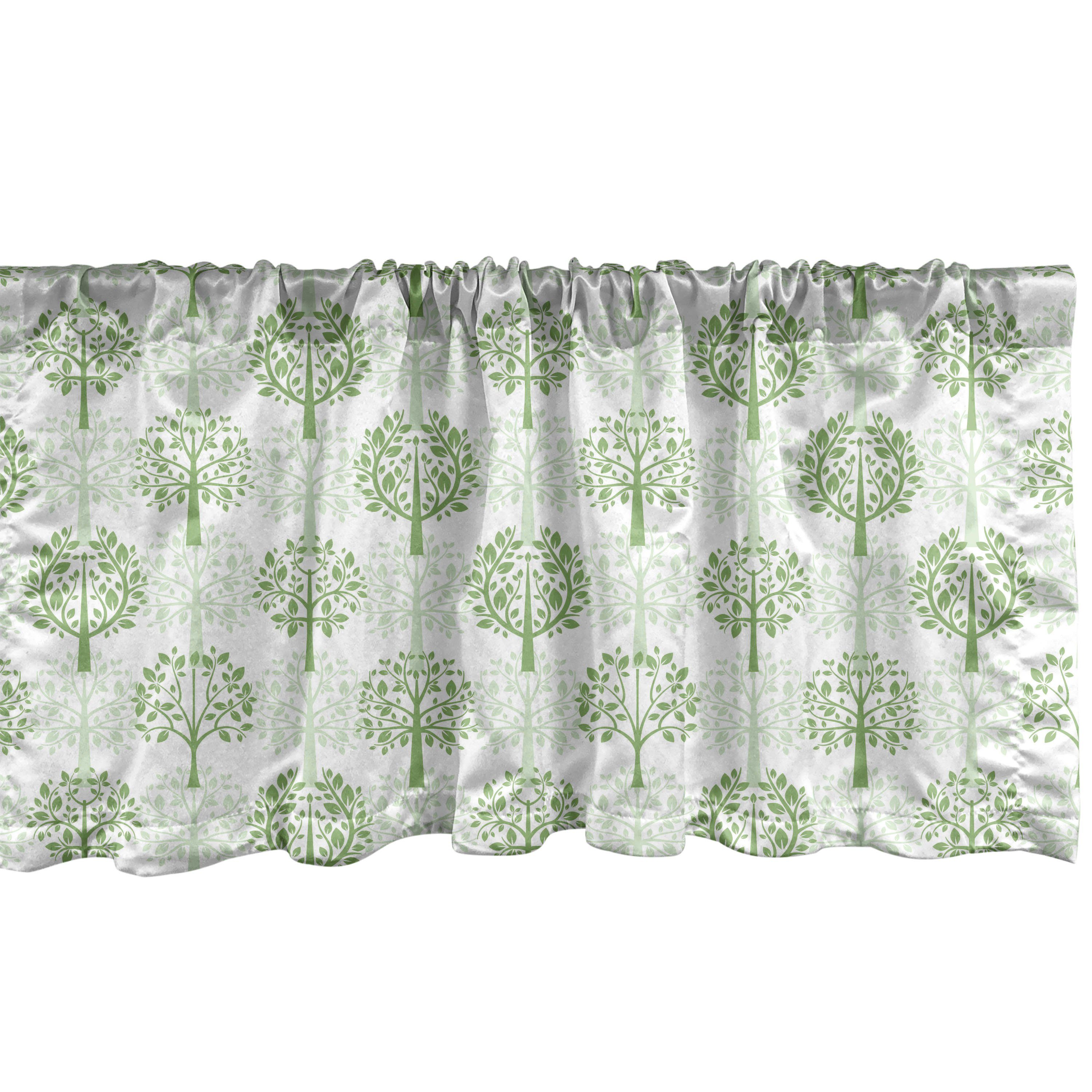 Scheibengardine Vorhang Volant für Küche Schlafzimmer Dekor mit Stangentasche, Abakuhaus, Microfaser, Natur Monochrome Rhythmische Bäume