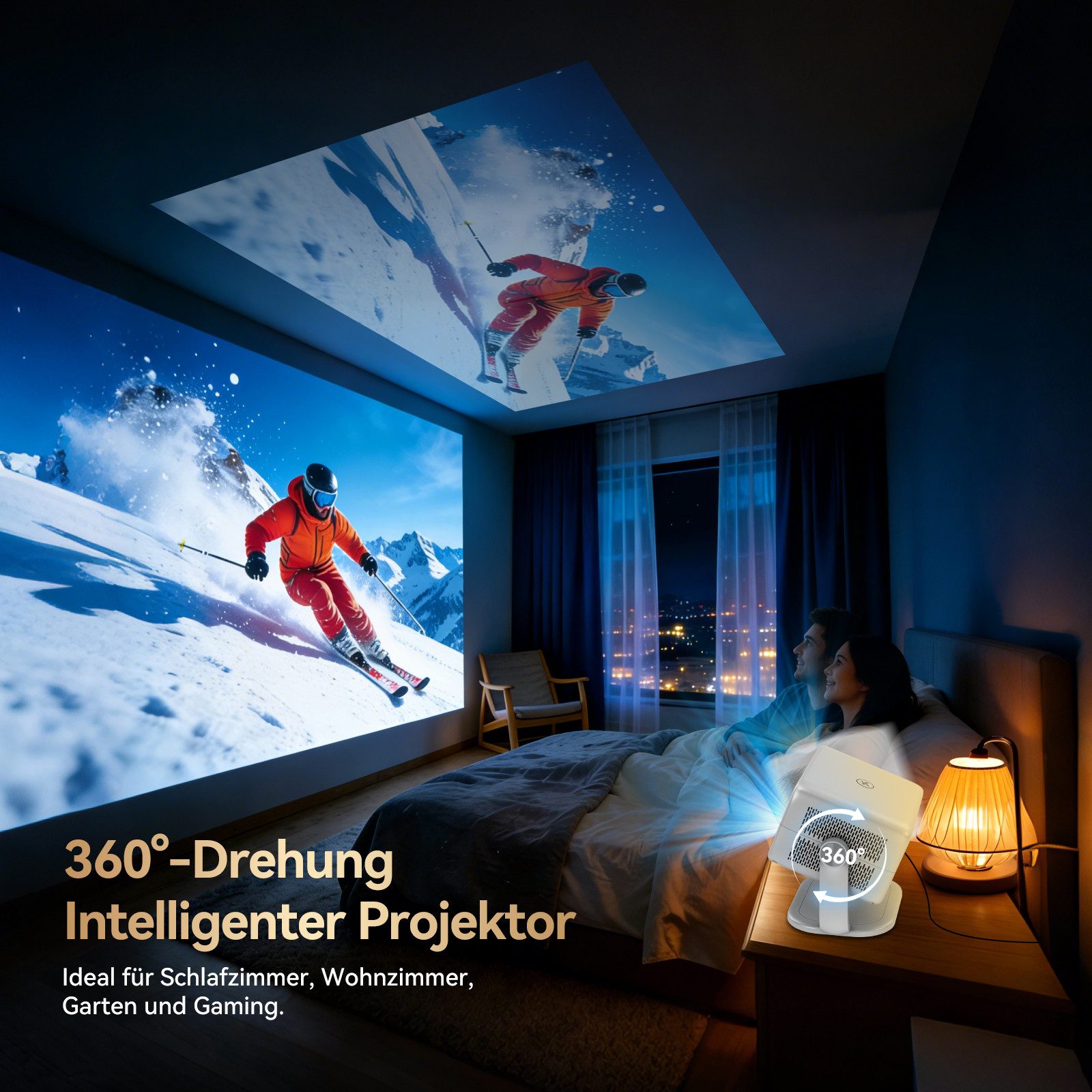 OSCAL 2026 Native 1080P Beamer 4K, Autofokus & Sprachsteuerung Heimprojektor Beamer (30000 lm, 1500:1, 1920 x 1080 px, 30000 lm, < 34db, Android 13, 3840x2160 px, Full HD)