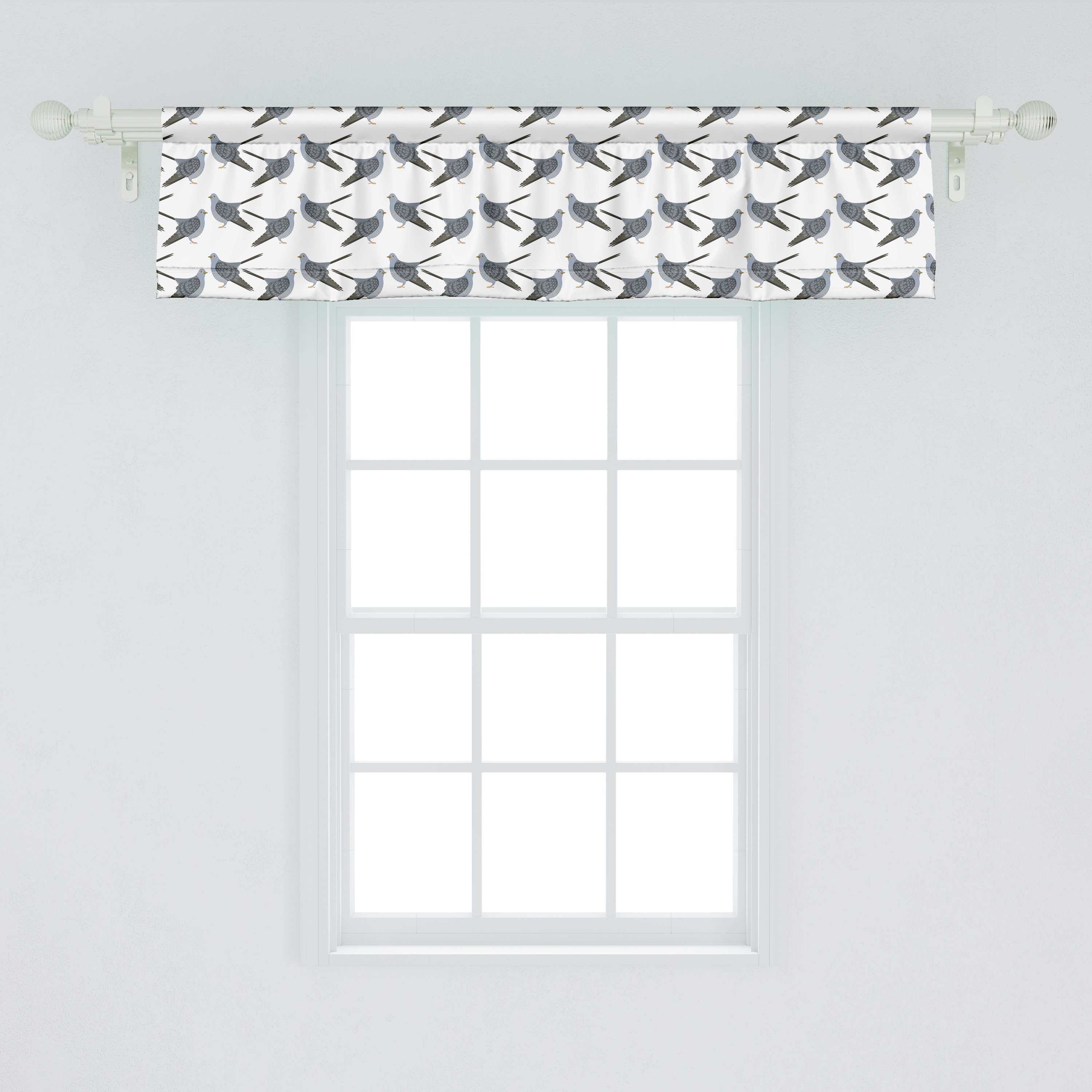 Tauben-Flügel-Muster-Grafik mit Vogel Küche Volant Abakuhaus, Schlafzimmer Dekor Microfaser, für Stangentasche, Vorhang Scheibengardine